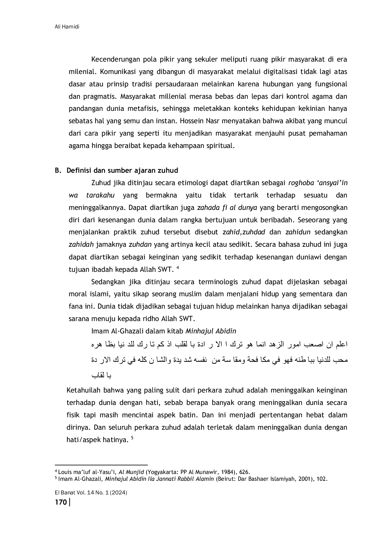 JURIS Membangun Kembali Spiritualitas Generasi Milenial Relevansi Zuhud dalam Kitab Minhaj al Abidin