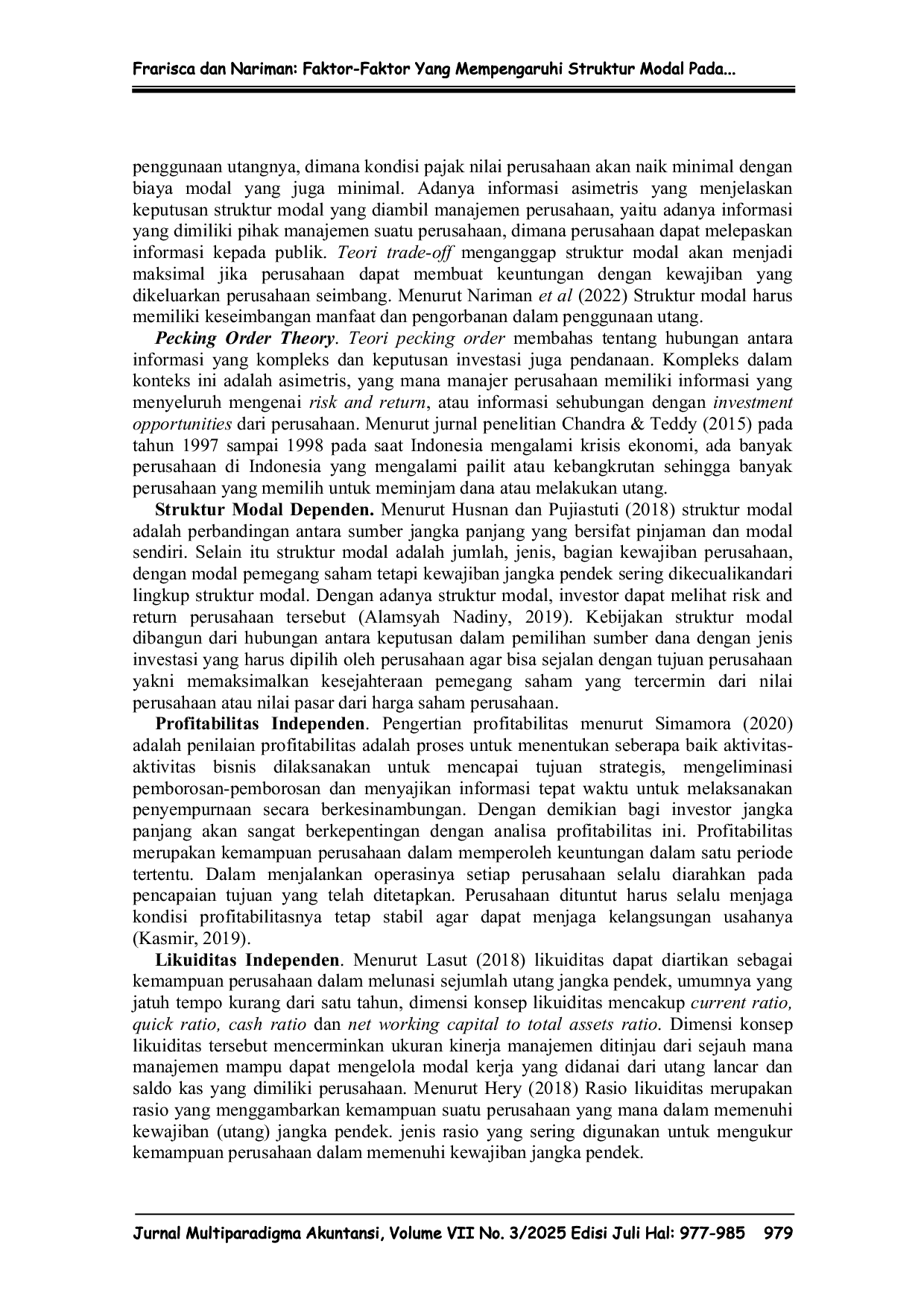 JURIS Faktor Faktor Yang Mempengaruhi Struktur Modal Pada Perusahaan Sektor Food And Beverage