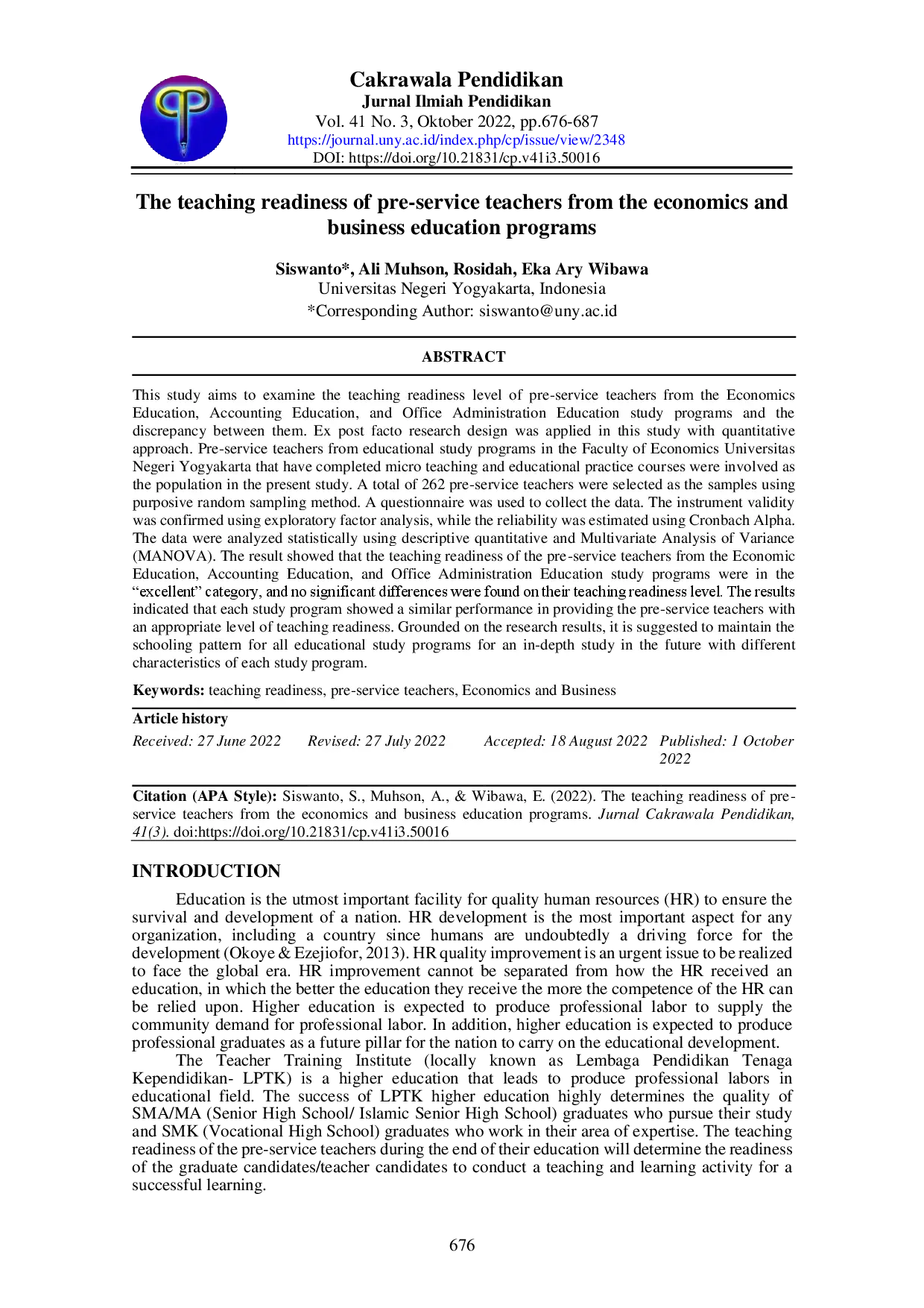 juris The teaching readiness of pre service teachers from the economics and business education programs