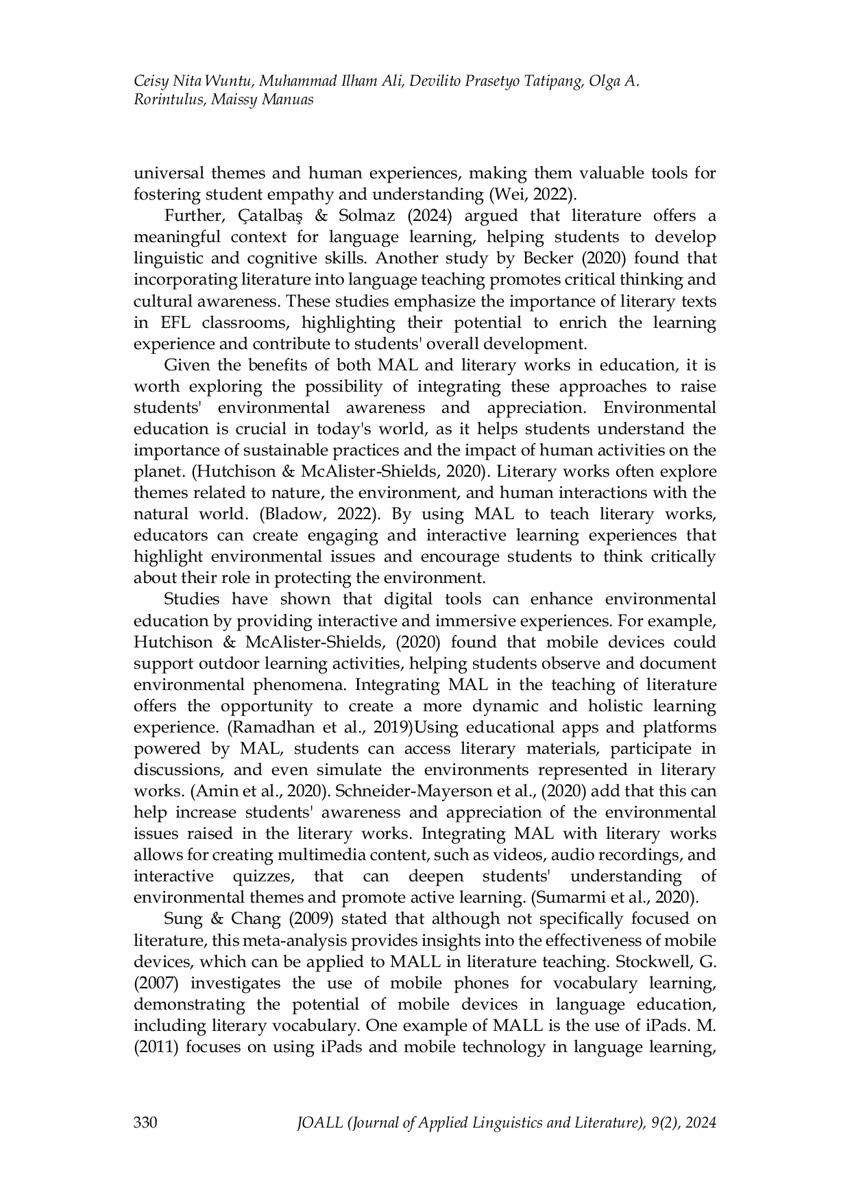 JURIS Mobile Assisted Based Learning in Teaching Literature Raising Students Environmental Awareness and Appreciation in EFL Classroom
