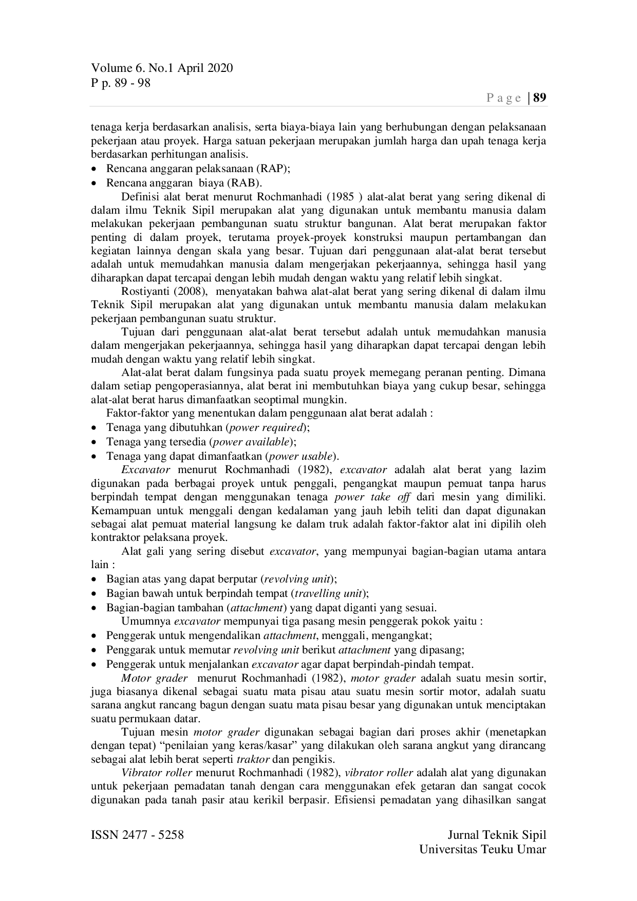 JURIS Study Kelayakan Investasi Alat Berat Pada Industri Jasa Konstruksi Jalan