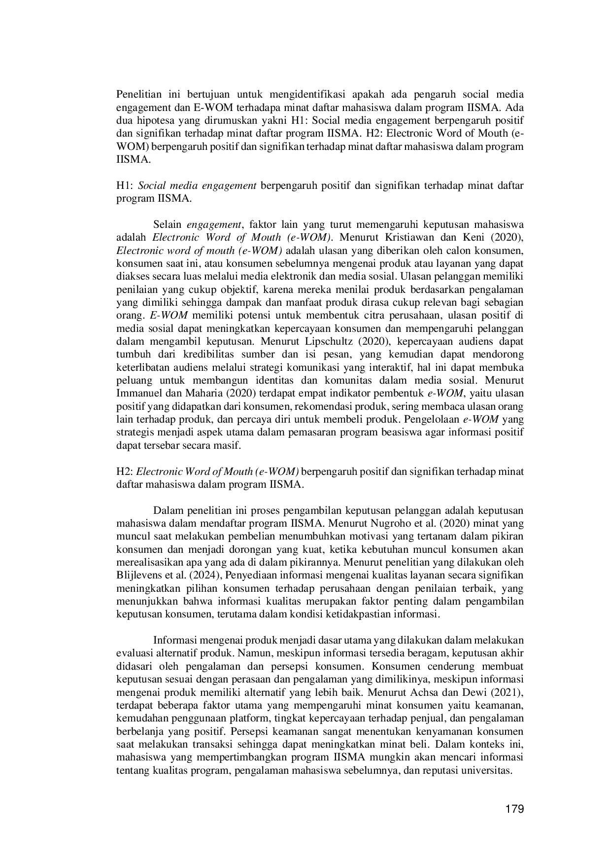 JURIS Pengaruh Social Media Engagement dan E WOM terhadap Minat Daftar Mahasiswa dalam Program IISMA