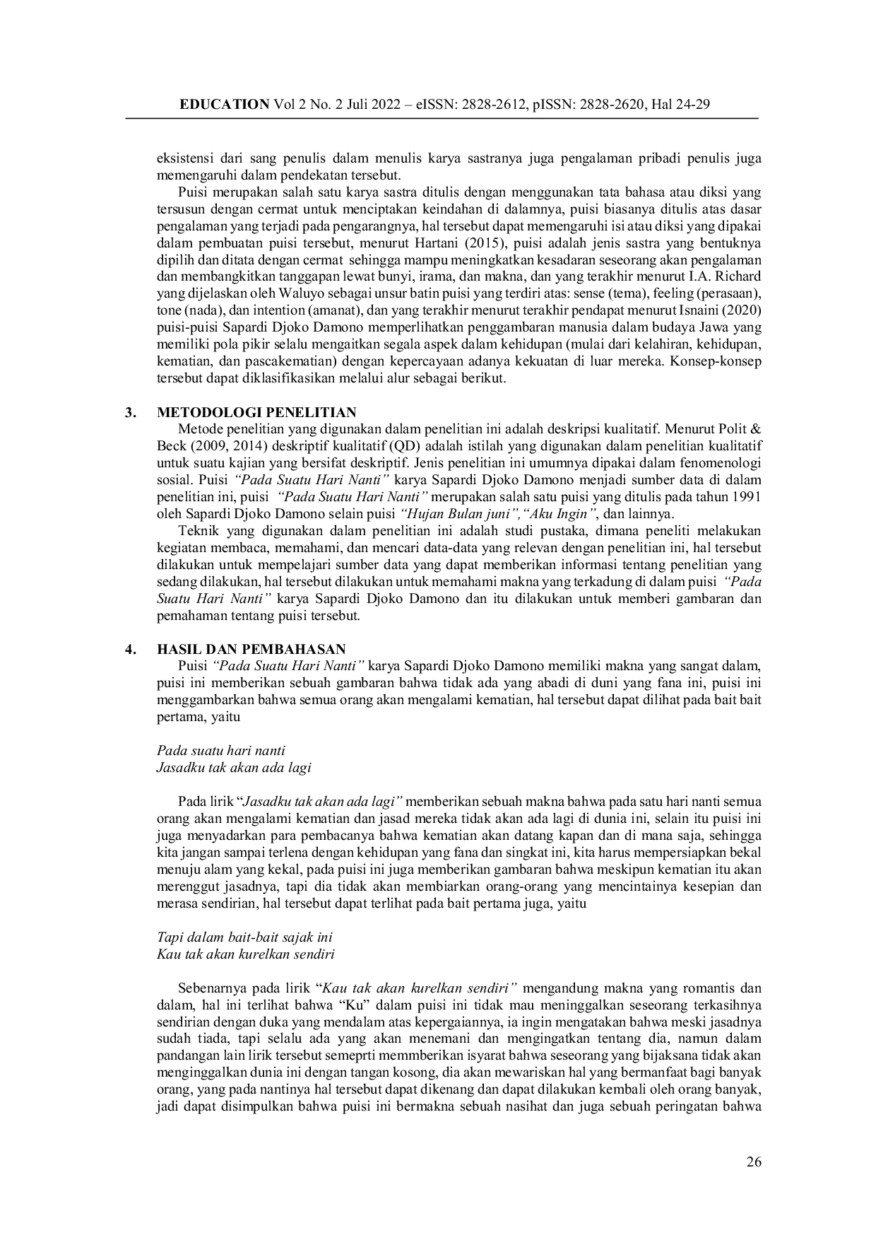 JURIS Kritik Sosiologis Dalam Puisi Pada Suatu Hari Nanti Karya Sapardi Djoko Damono Menggunakan Pendekatan Ekspresif