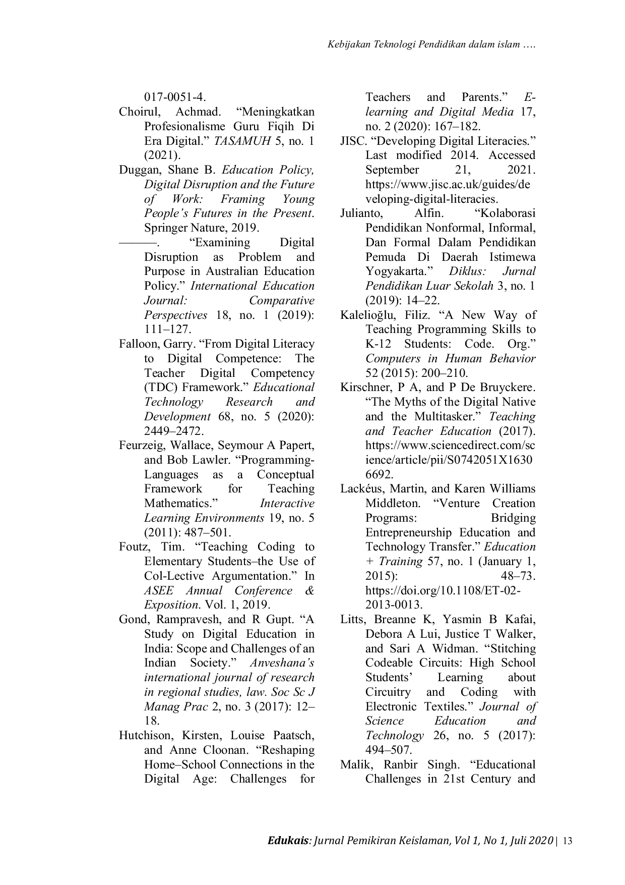 JURIS Kebijakan Teknologi Pendidikan dalam Islam Sebuah Meta Analisis Sederhana Literasi Digital di Sekolah Dasar