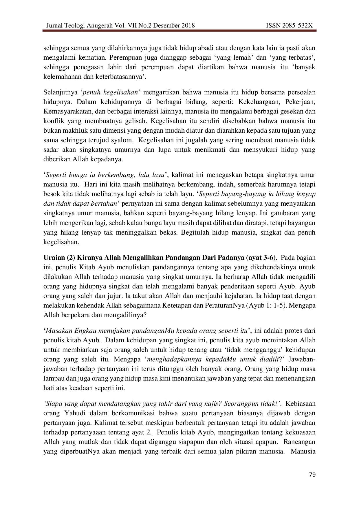 JURIS KEBANGKITAN PENGHARAPAN PADA KUASA TUHAN Ayub 14 1 14