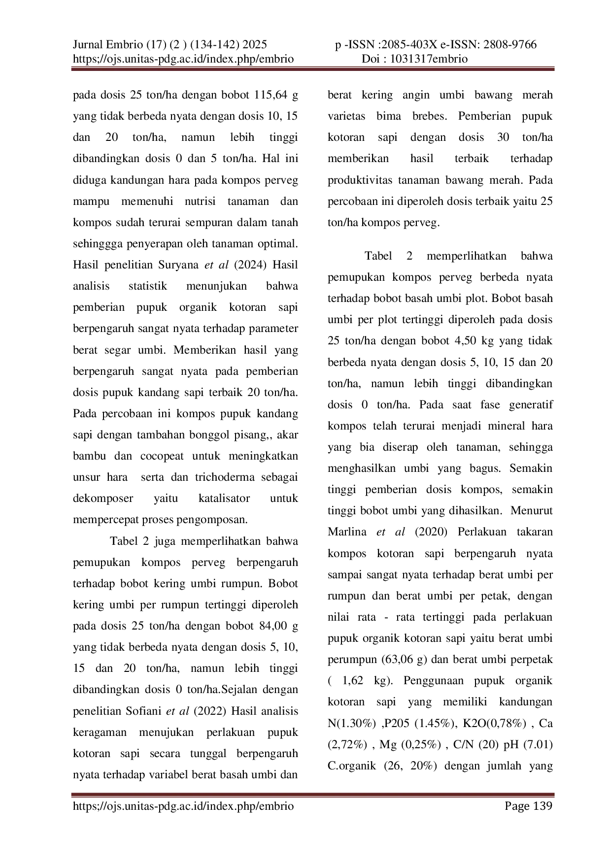 JURIS RESPON BAWANG MERAH Allium cepa L TERHADAP KOMPOS PERVEG