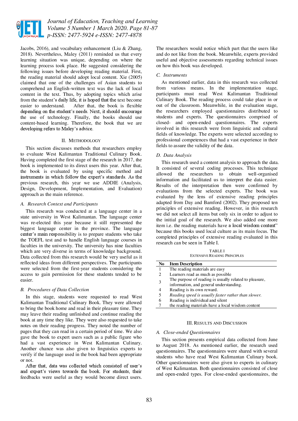 juris Evaluating West Kalimantan Culinary Book as A Supplementary Book for Undergraduate Students