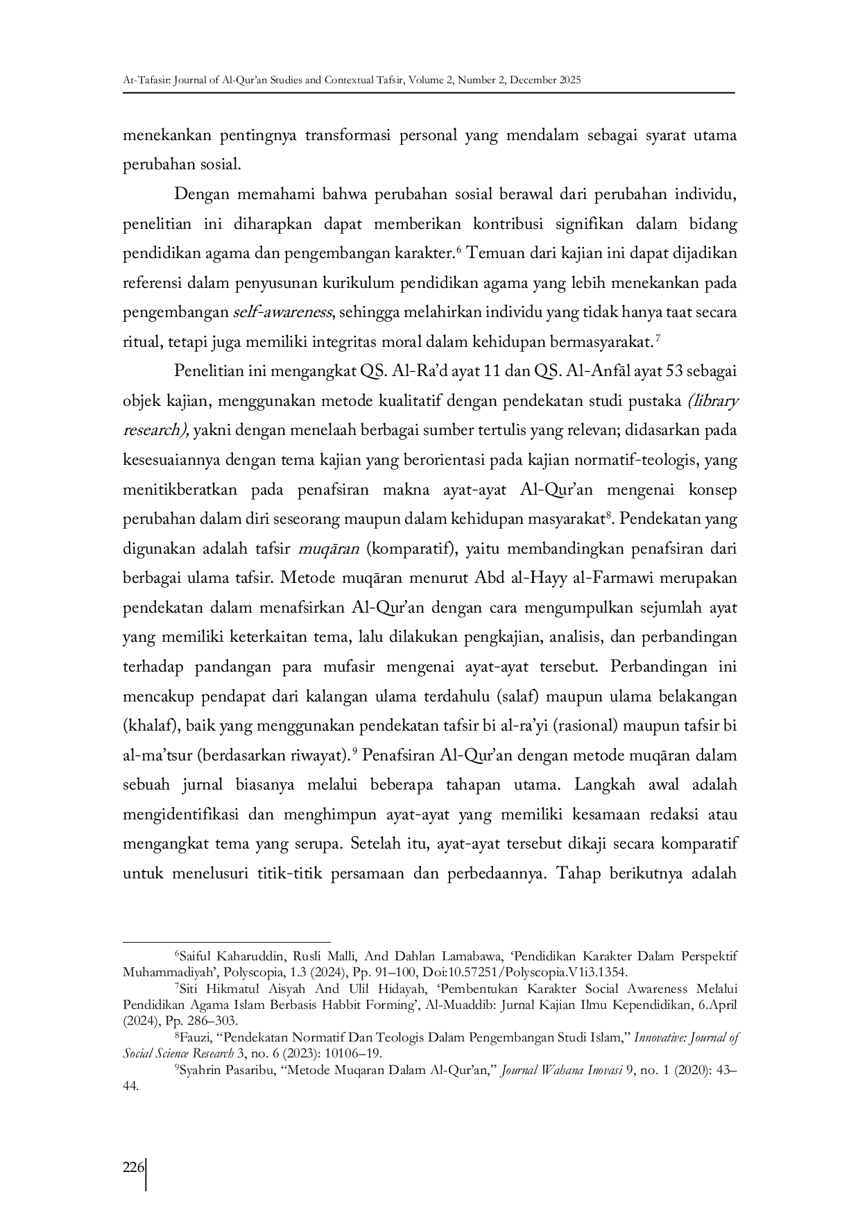 JURIS Reflection of Qs Ar Ra du 11 and Qs Al Anfal 53 Self Awareness as Social Piety