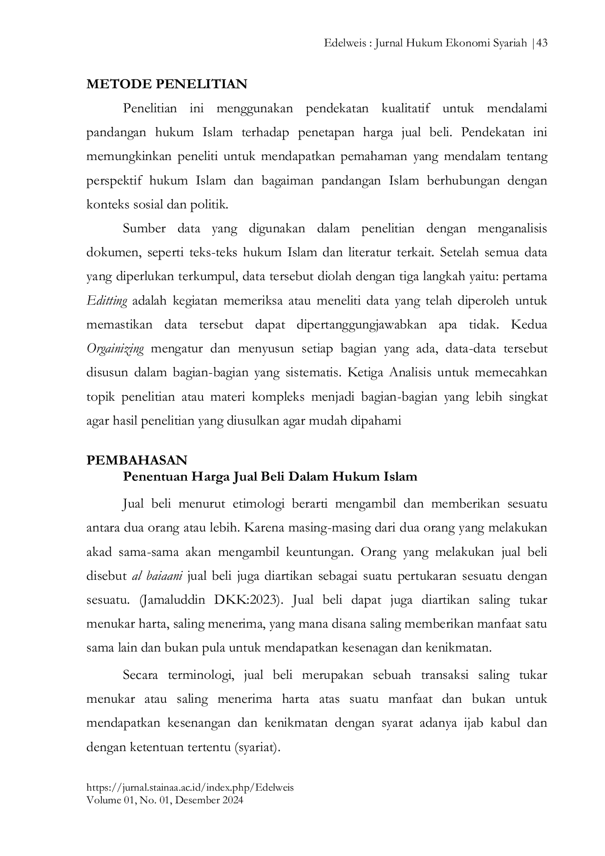 JURIS Pandangan Hukum Islam Terhadap Penetapan Harga Jual Beli Dalam Aspek Sosial Dan Ekonomi