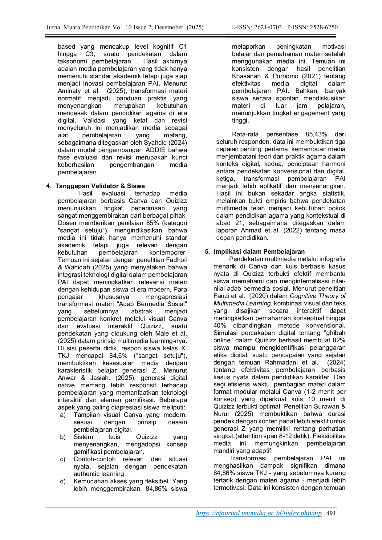 JURIS Pengembangan Media Pembelajaran Berbasis Canva Dan Quizizz untuk Meningkatkan Motivasi Belajar Siswa Kelas XI SMKN