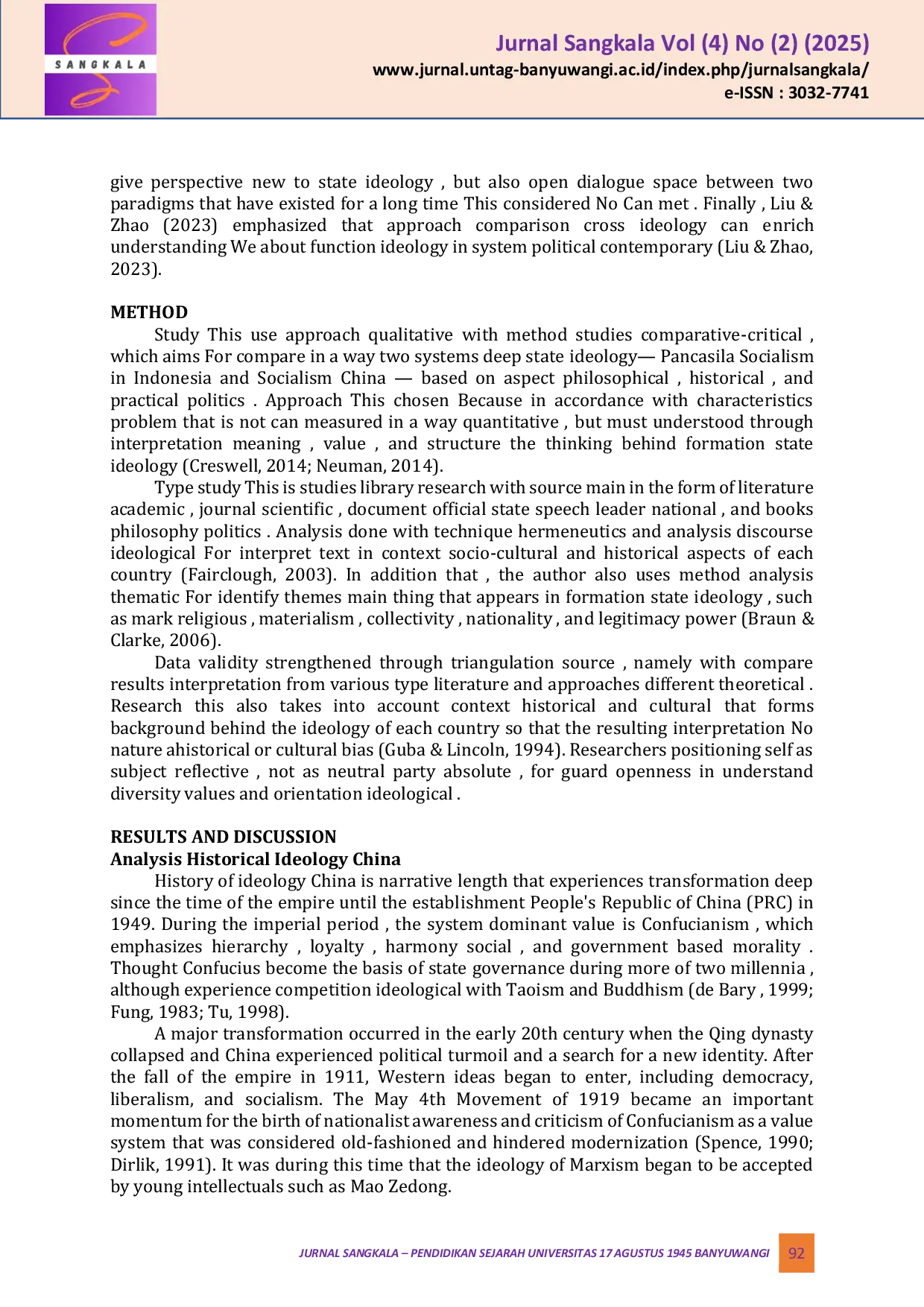 JURIS Pancasila Socialism and Chinese Socialism A Comparative Analysis Between Religious and Materialist Approaches in the Formation of State Ideology
