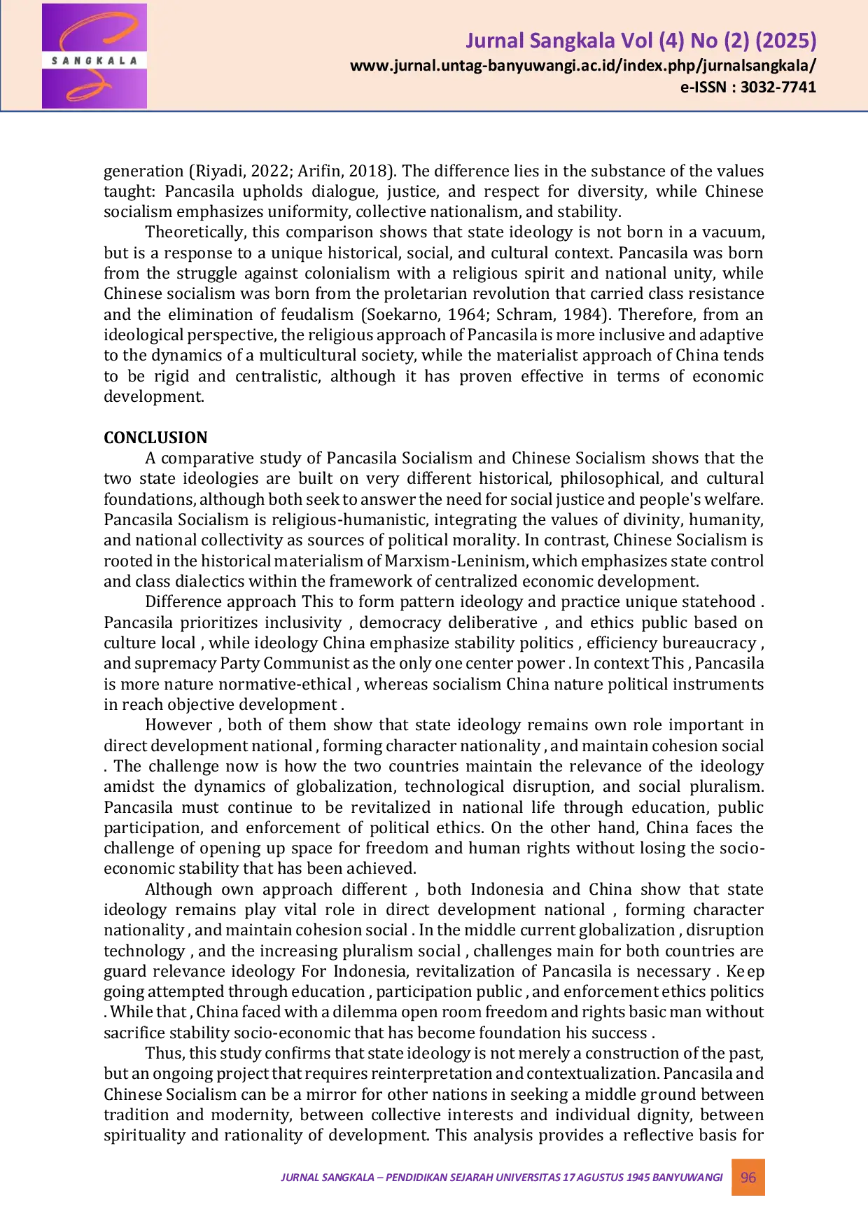 JURIS Pancasila Socialism and Chinese Socialism A Comparative Analysis Between Religious and Materialist Approaches in the Formation of State Ideology