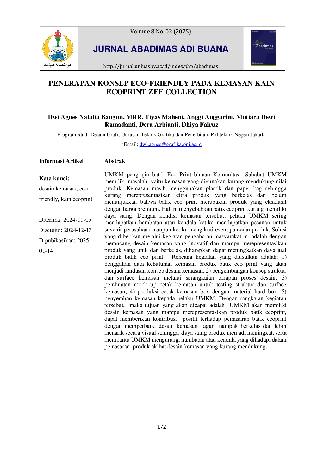 JURIS Penerapan Konsep Eco Friendly Pada Kemasan Kain Ecoprint Zee Collection