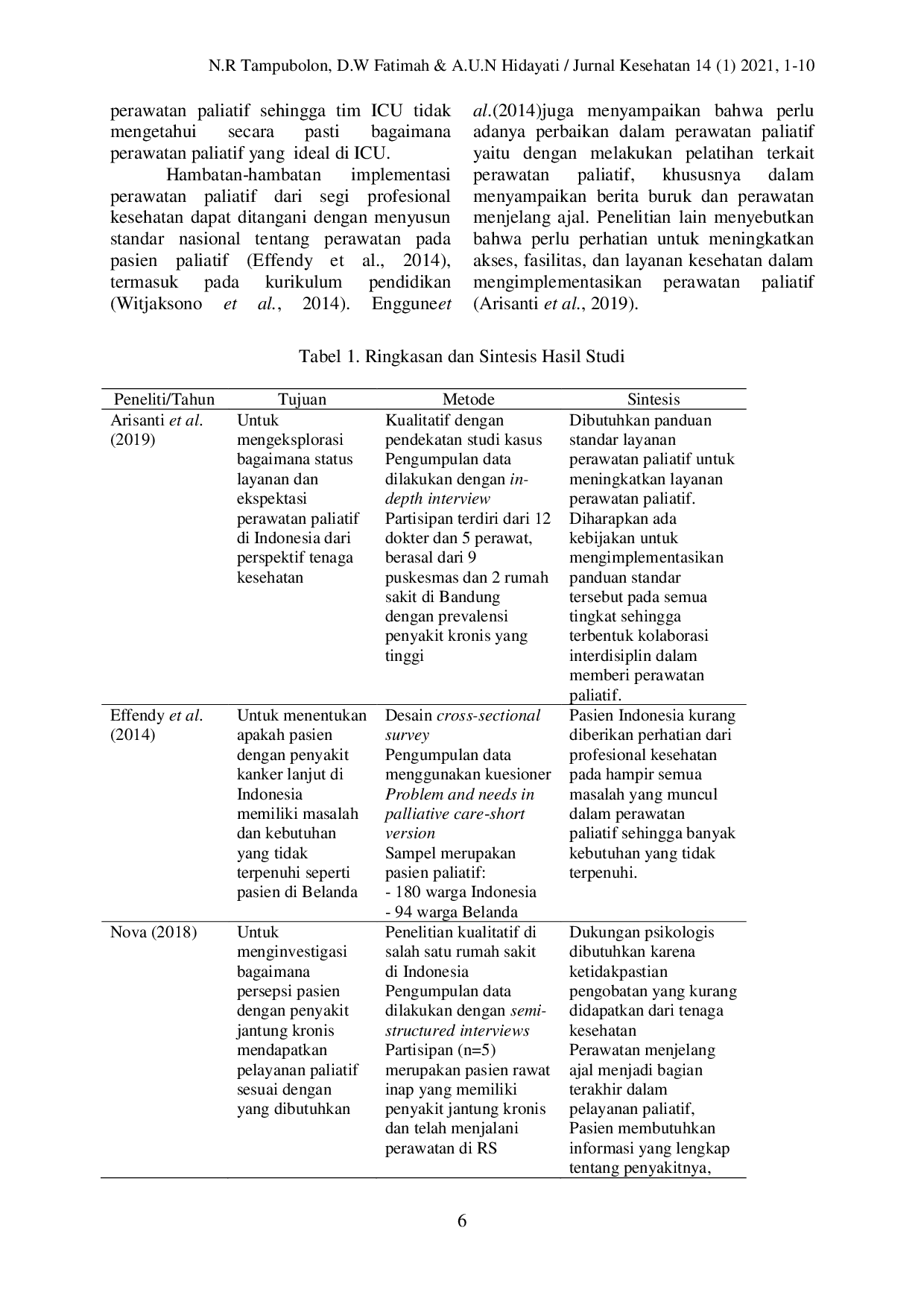 JURIS Hambatan Hambatan Implementasi Perawatan Paliatif di Indonesia Systematic Review