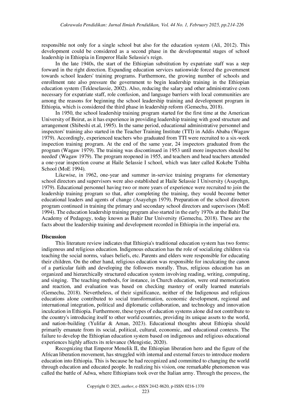 juris Evolution of modern education in Ethiopia A comprehensive review of the historical literature during the imperial periods