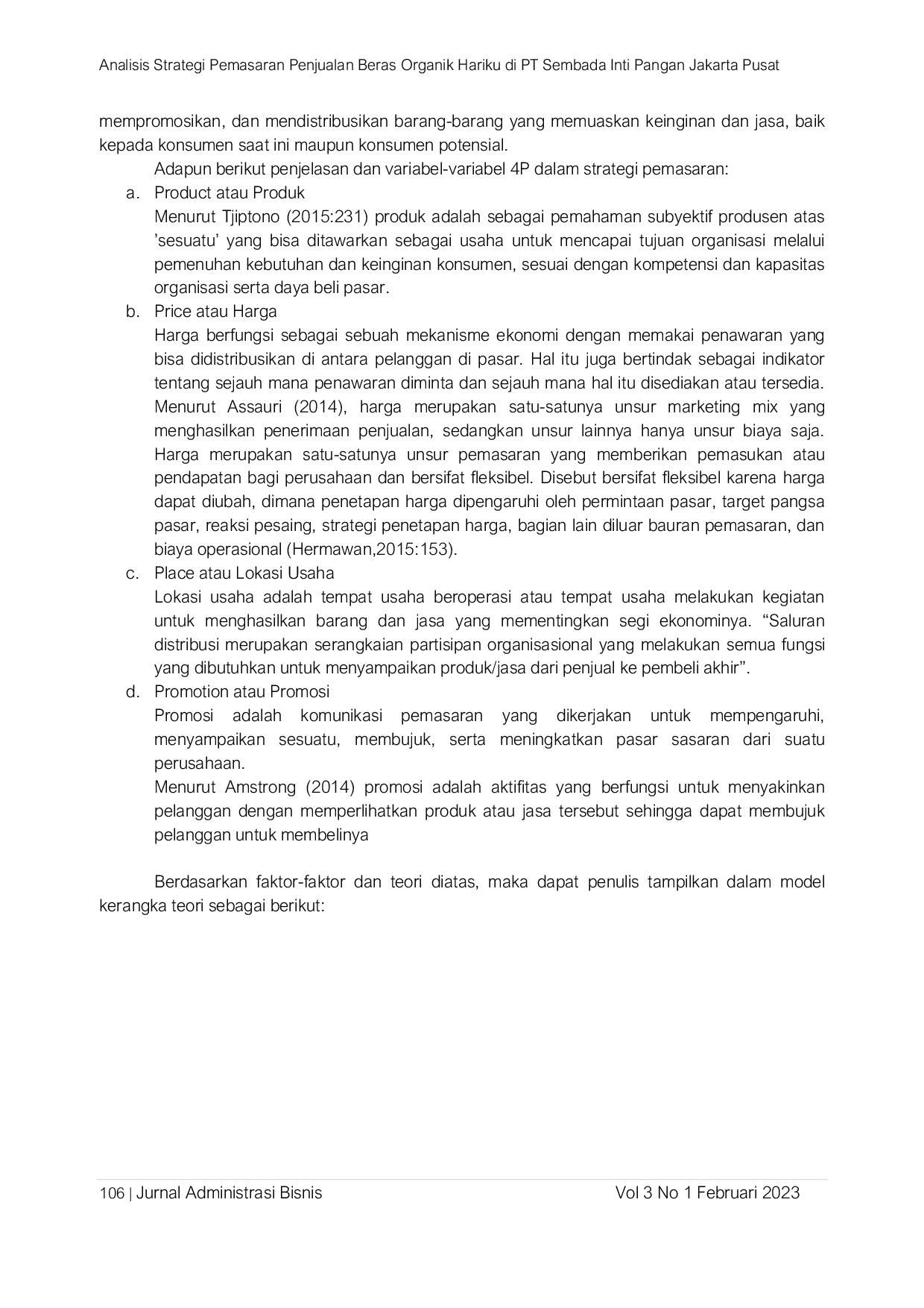 JURIS Analisis Strategi Pemasaran Pada Penjualan Beras Organik Hariku di PT Sembada Inti Pangan Jakarta Pusat