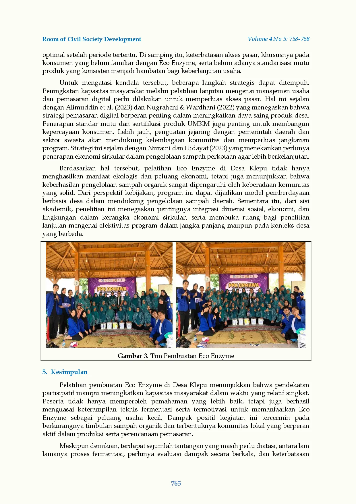 juris Pelatihan Pembuatan Eco Enzyme Melalui Pengolahan Sampah Organik Pada Ibu Rawat Bumi Desa Klepu