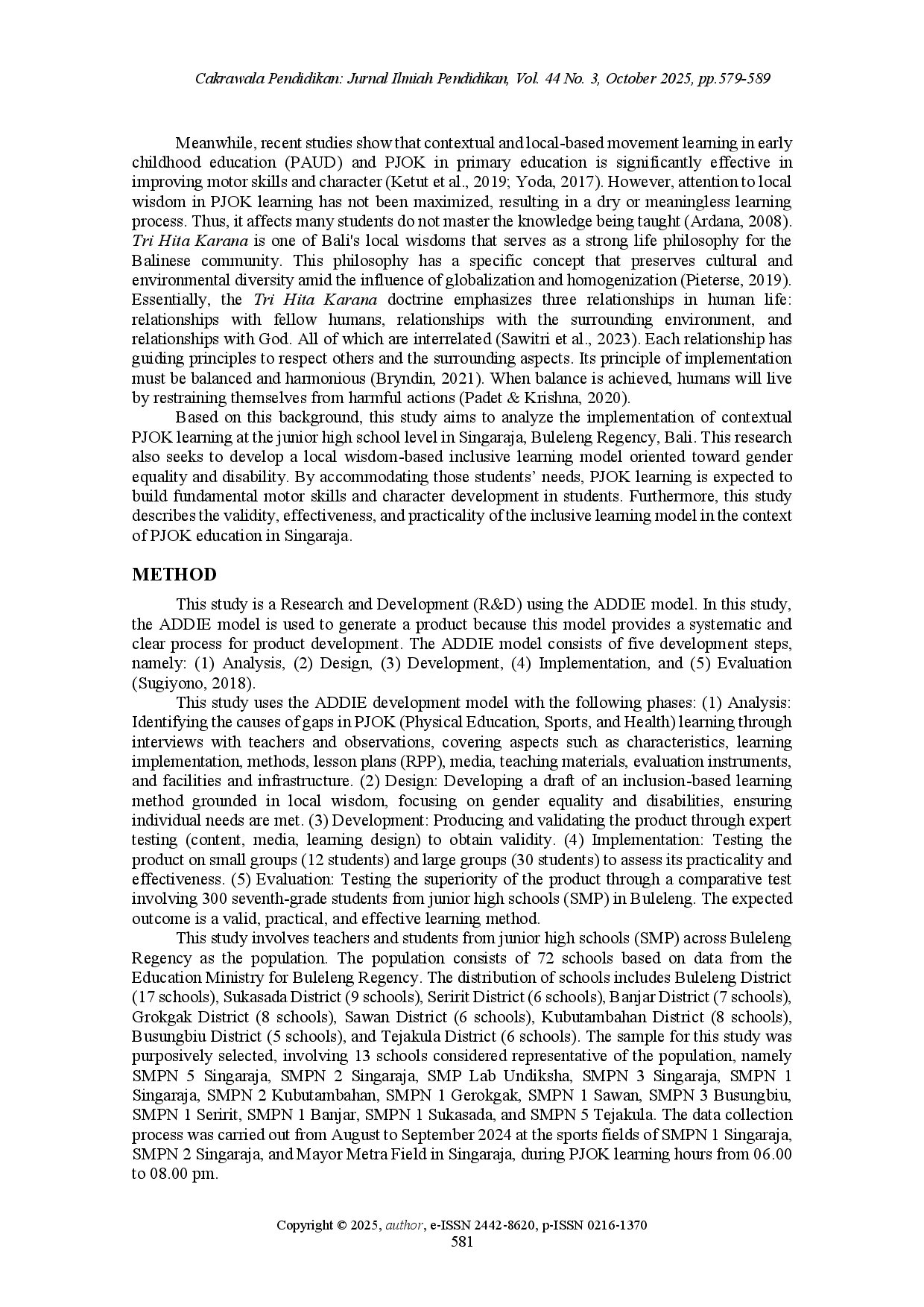 juris Inclusive learning model with local wisdom for gender equality in physical education
