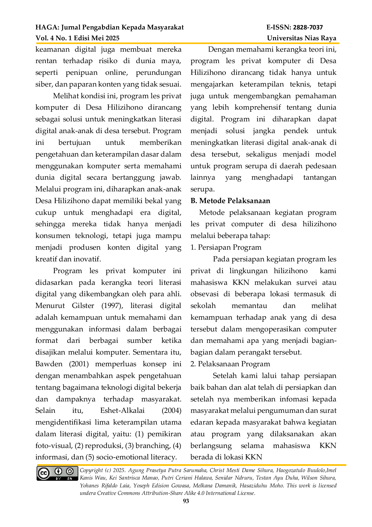 JURIS Meningkatkan Literasi Digital Anak Melalui Program Les Privat Komputer di Desa Hilizihono