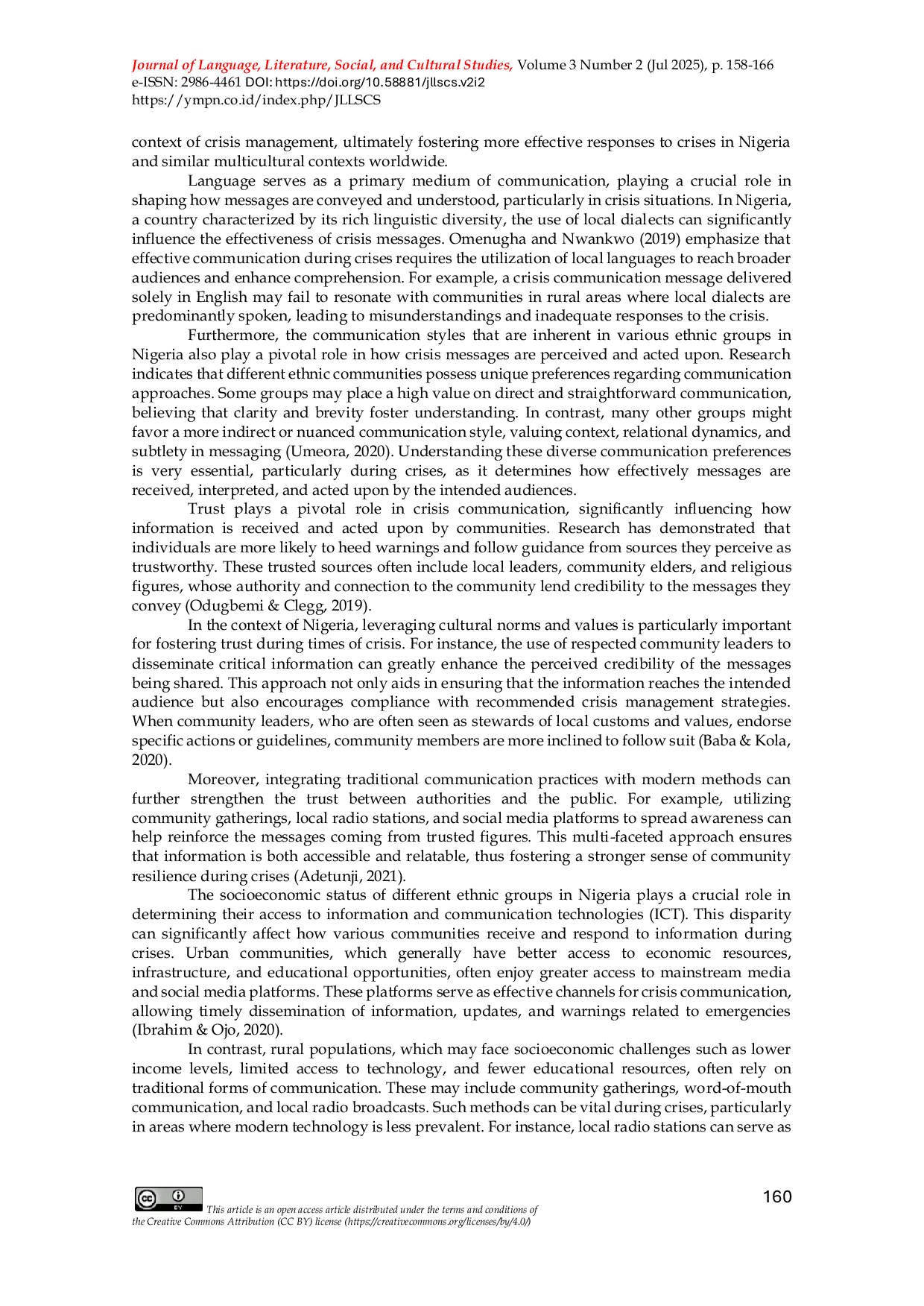 JURIS Cultural influences on crisis communication strategies in Nigeria