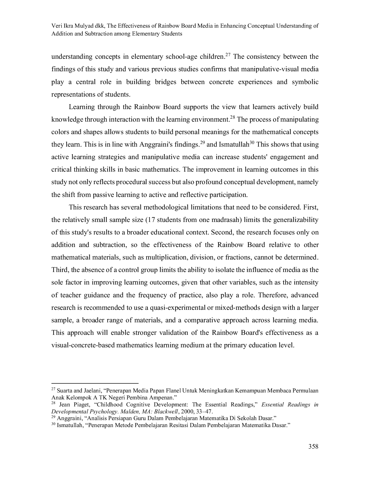 JURIS The Effectiveness of Rainbow Board Media in Enhancing Conceptual Understanding of Addition and Subtraction among Elementary Students