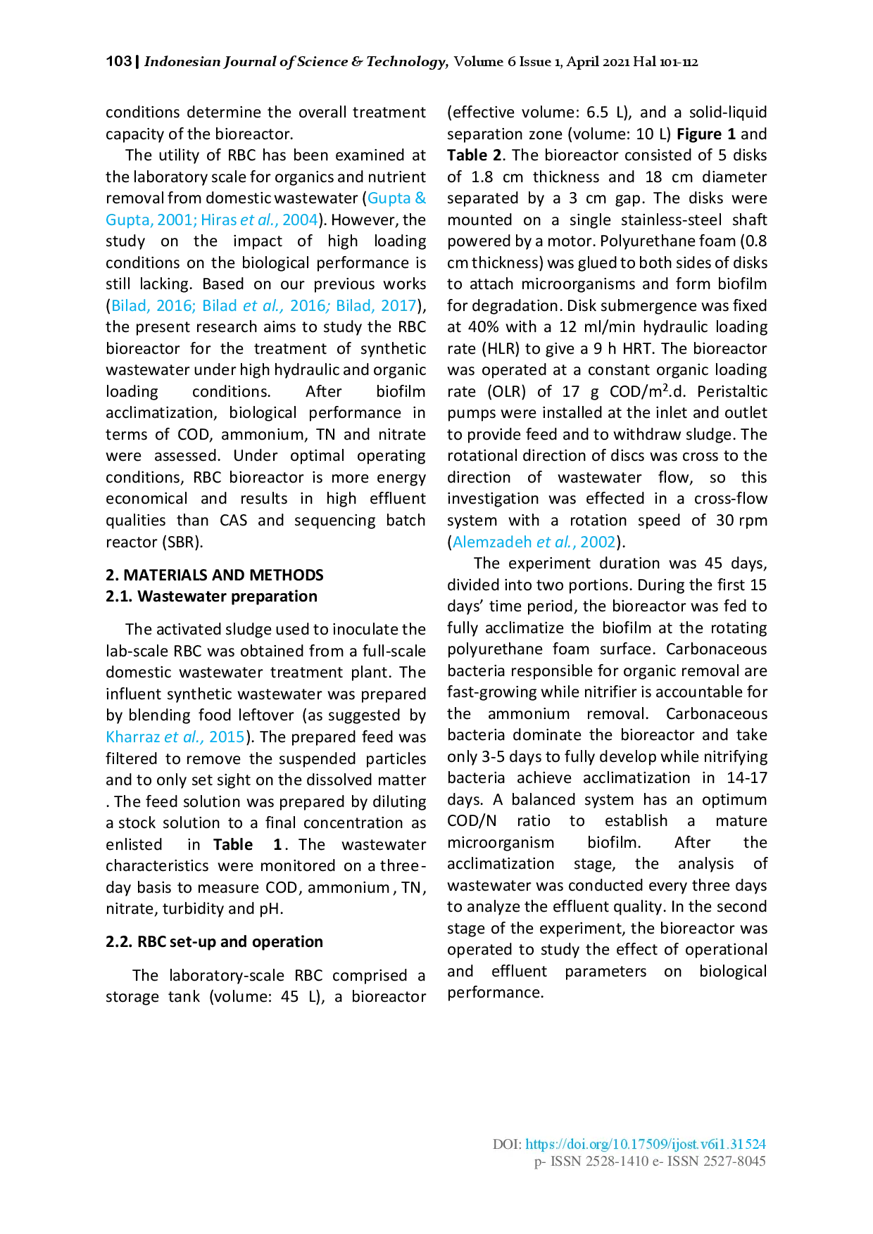 juris Performance and Energy Consumption Evaluation of Rotating Biological Contactor for Domestic Wastewater Treatment