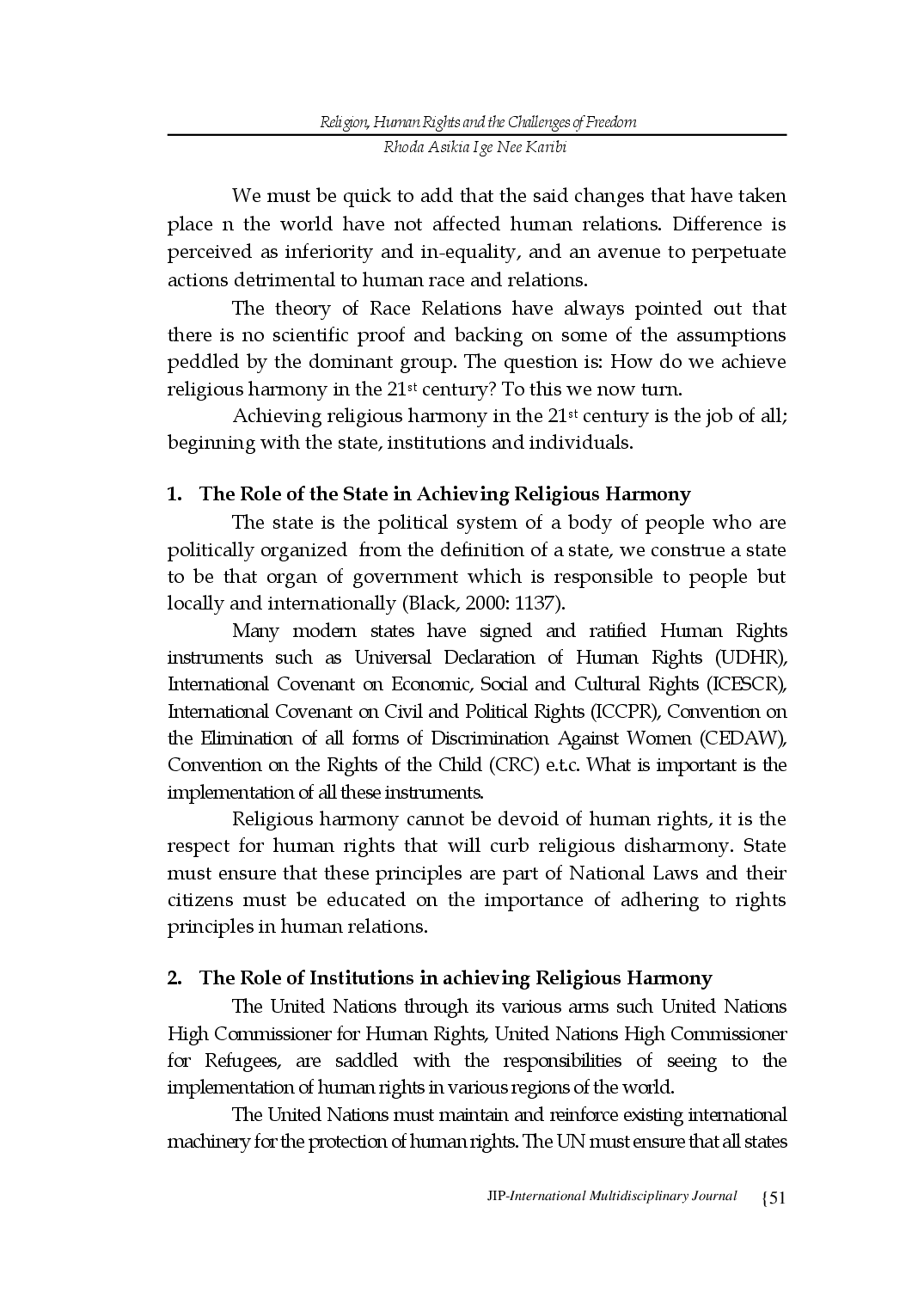 juris Religion Human Rights and the Challenges of Freedom