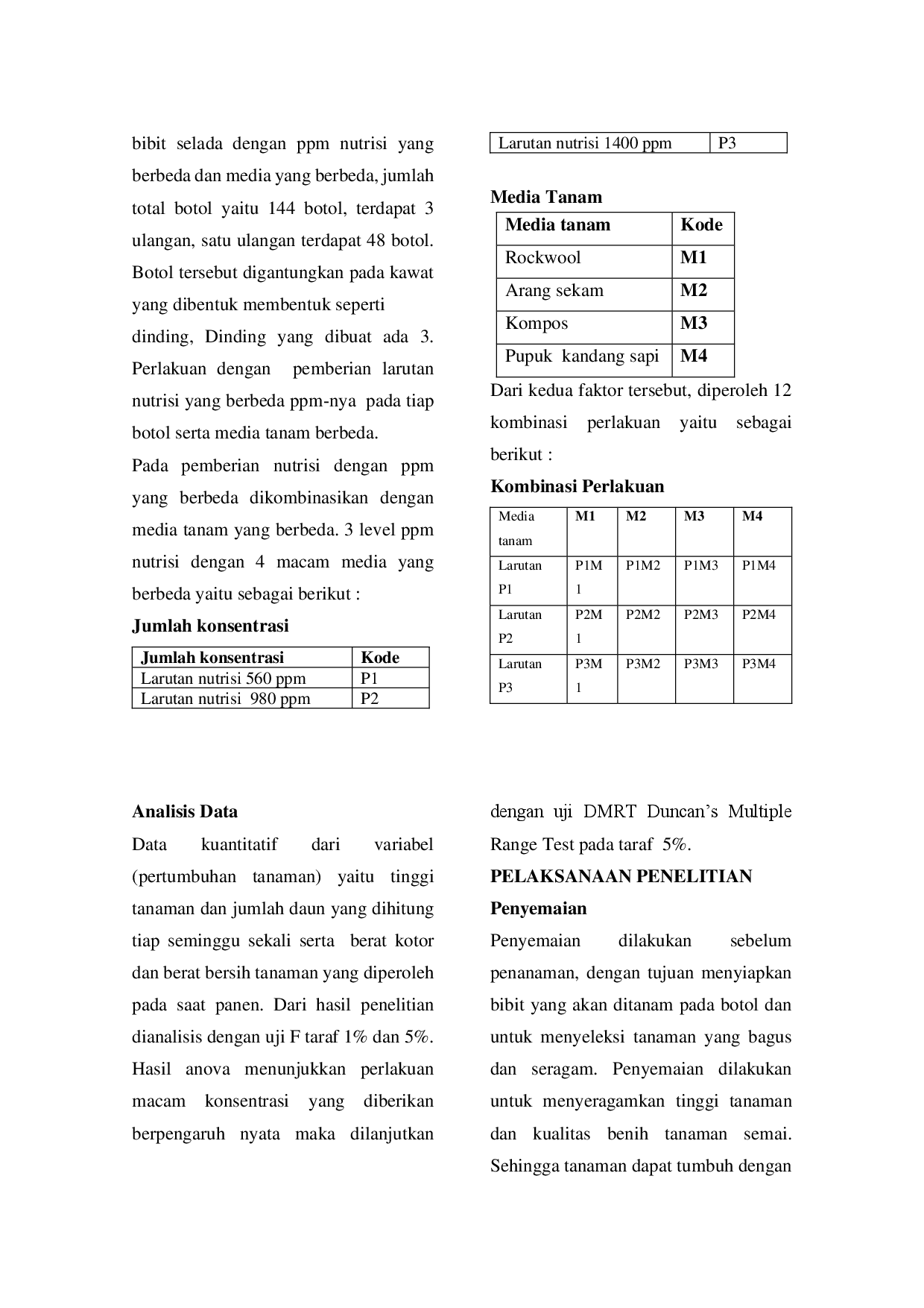 juris Pengaruh Pemberian Nutrisi Cair Hidroponik AB MIX Dan Beberapa Media Tanam Terhadap Tanaman Selada