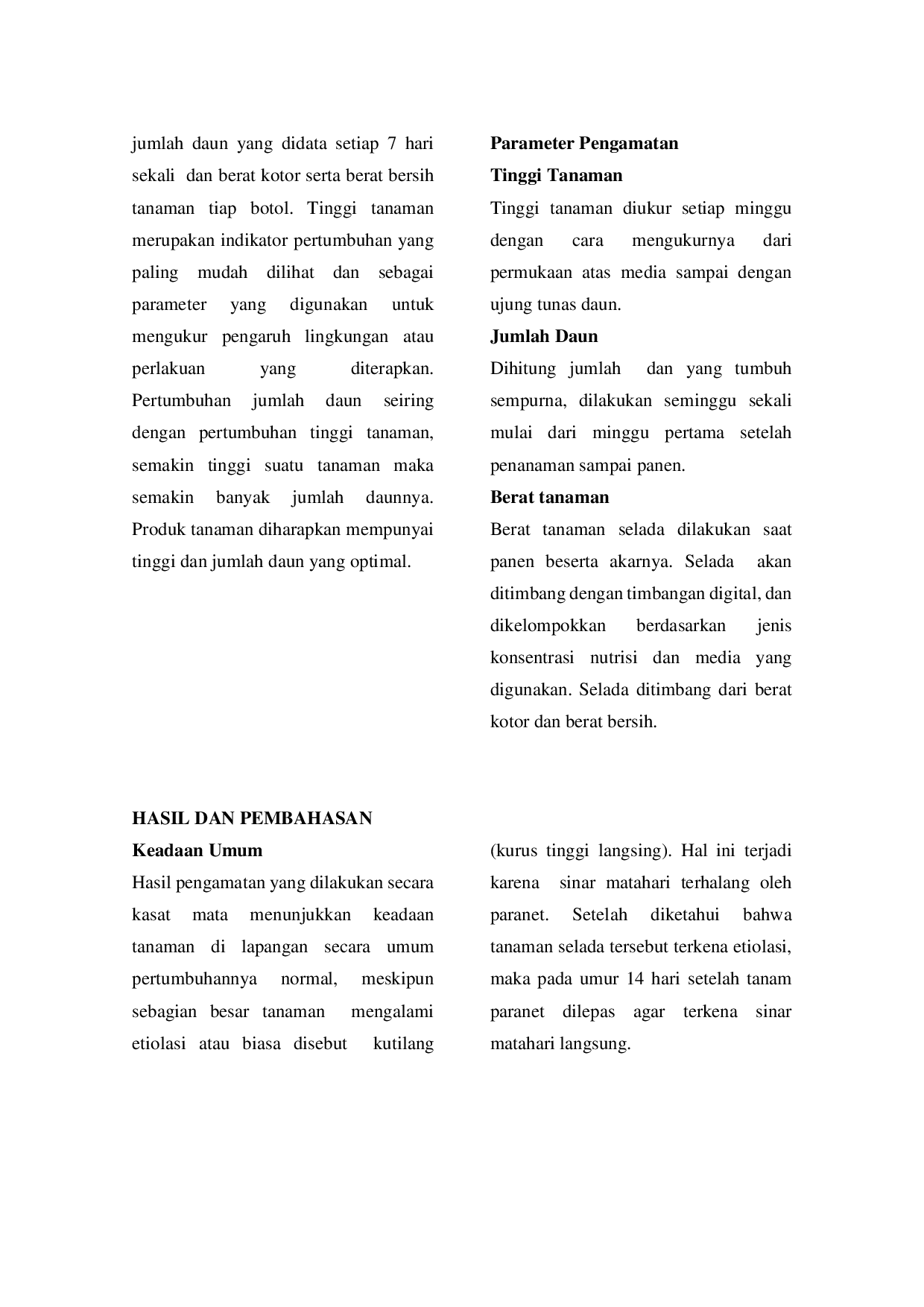 juris Pengaruh Pemberian Nutrisi Cair Hidroponik AB MIX Dan Beberapa Media Tanam Terhadap Tanaman Selada