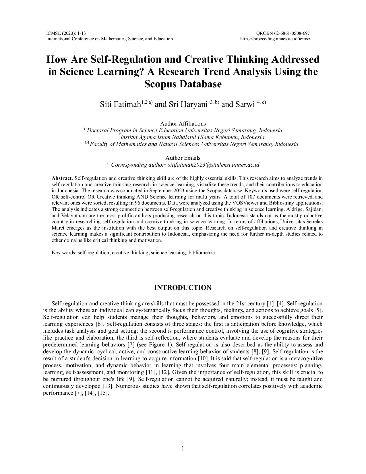 JURIS How Are Self Regulation and Creative Thinking Addressed in Science Learning A Research Trend Analysis Using the Scopus Database