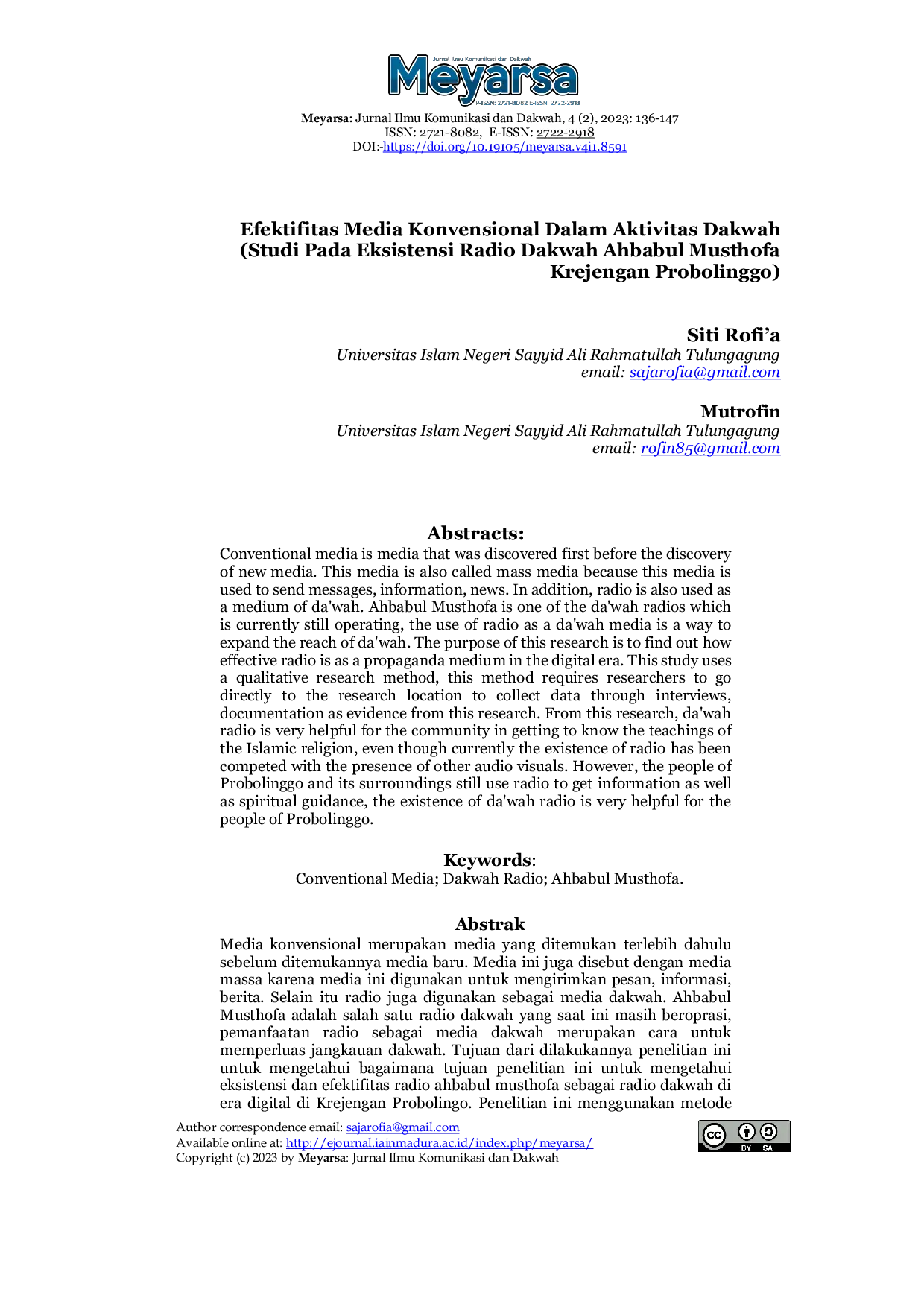 JURIS Efektifitas Media Konvensional Dalam Aktivitas Dakwah