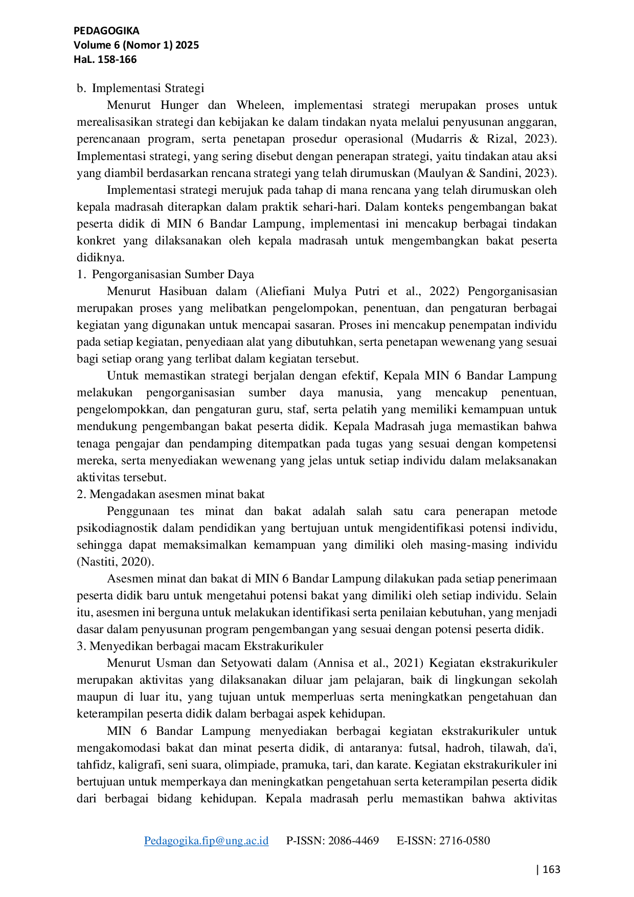 JURIS Manajemen Strategis Kepala Madrasah Dalam Mengembangan Bakat Peserta Didik