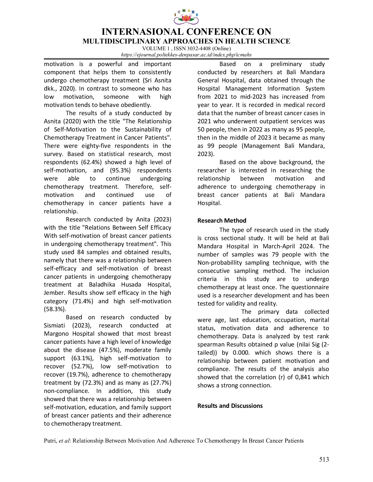 JURIS Hubungan Antara Motivasi Dan Kepatuhan Terhadap Kemoterapi Pada Pasien Kanker Payudara