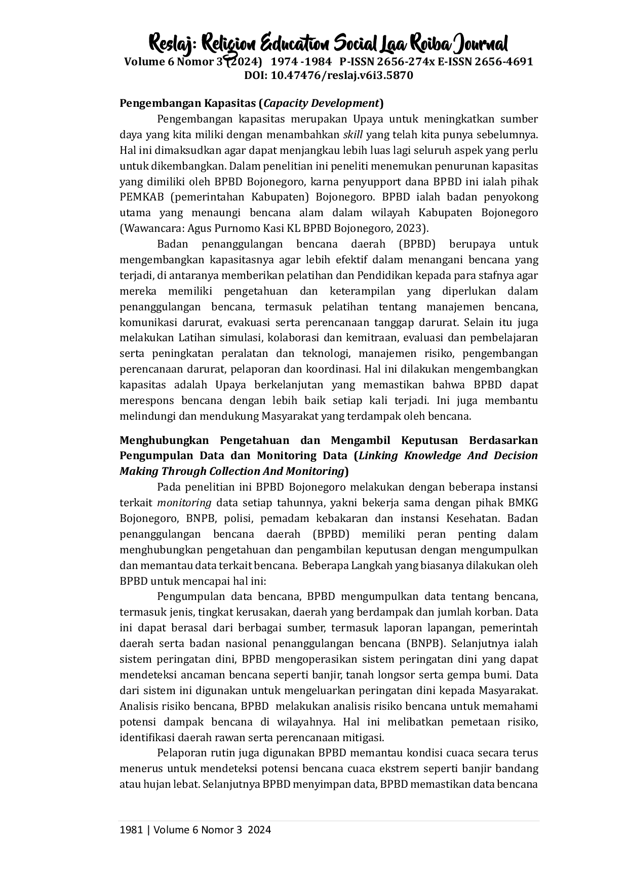 JURIS Adaptive Governance dalam Mitigasi Bencana Banjir di Kabupaten Bojonegoro