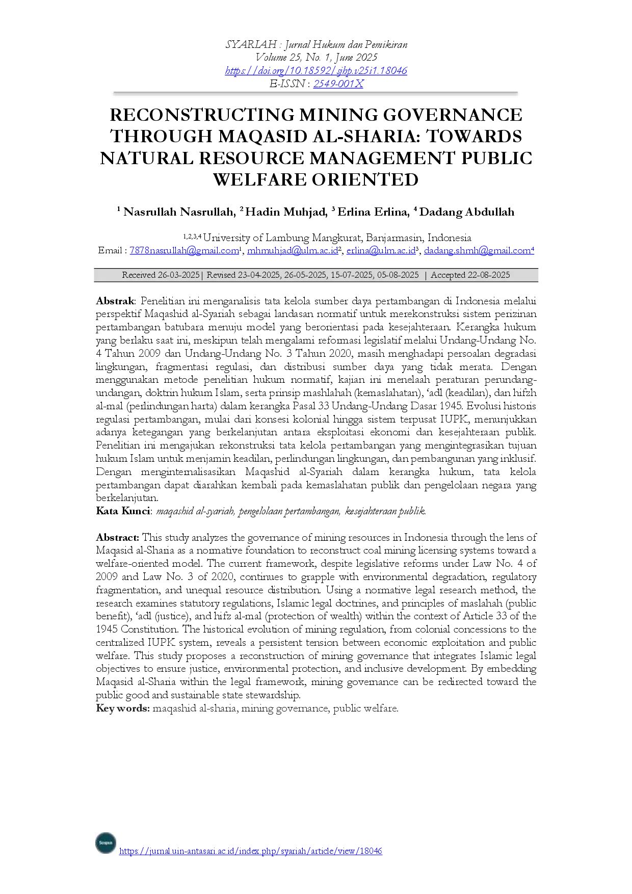 juris Reconstructing Mining Governance through Maqasid al Sharia Towards Natural Resource Management Public Welfare Oriented
