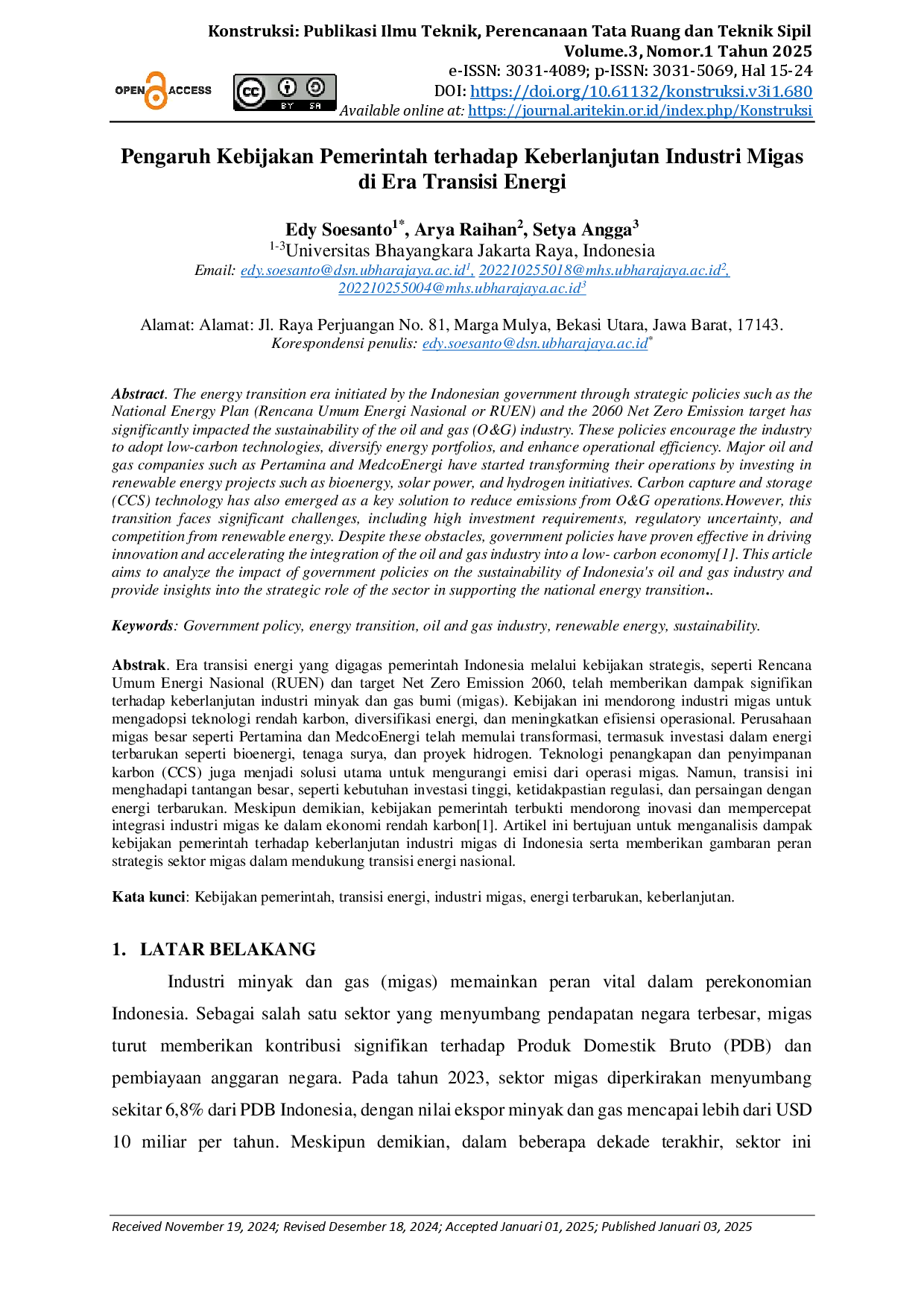 juris Pengaruh Kebijakan Pemerintah terhadap Keberlanjutan Industri Migas di Era Transisi Energi