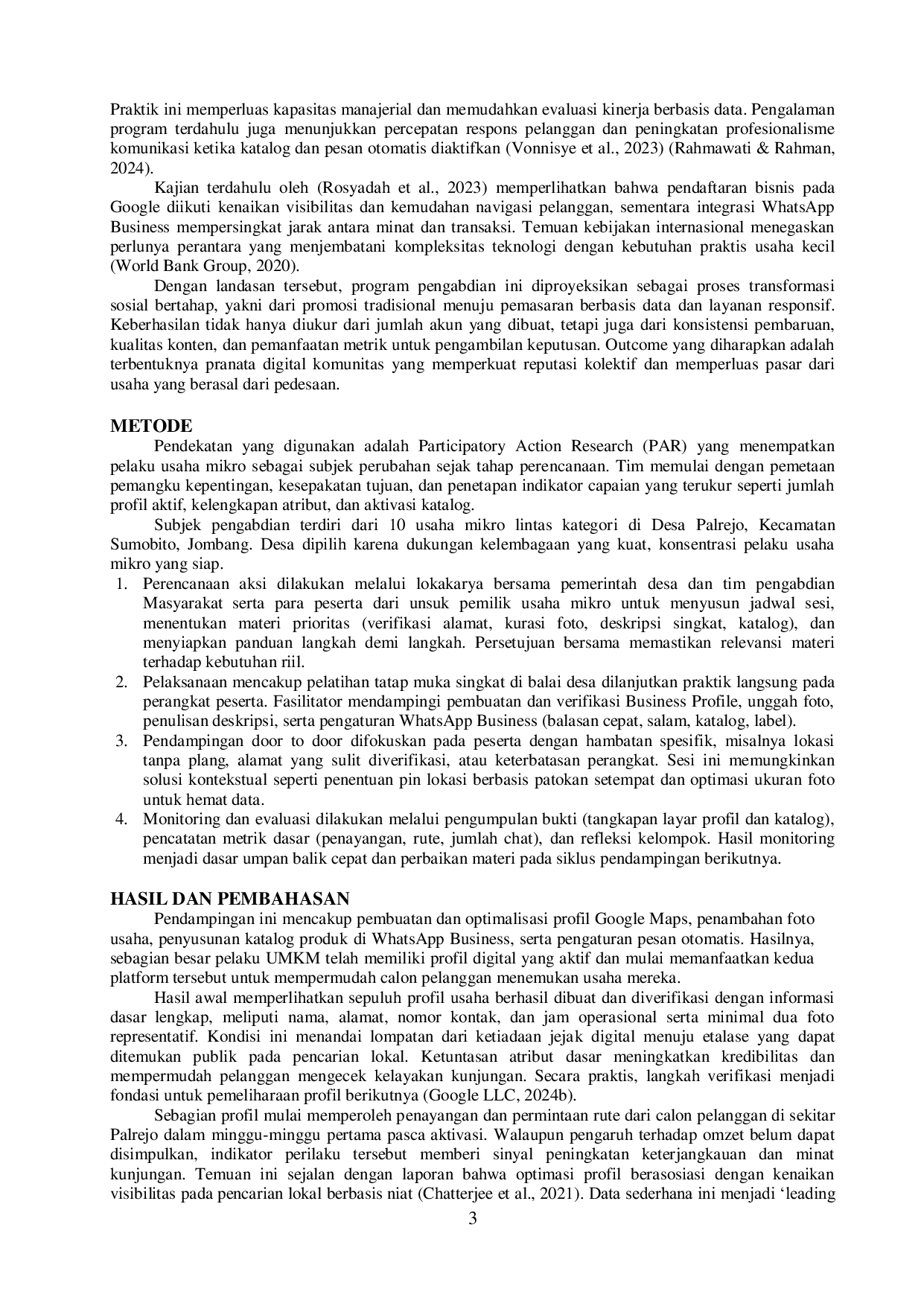 JURIS Mendorong Visibilitas dan Responsivitas Layanan Usaha Mikro melalui Integrasi Google Maps dan WhatsApp Business