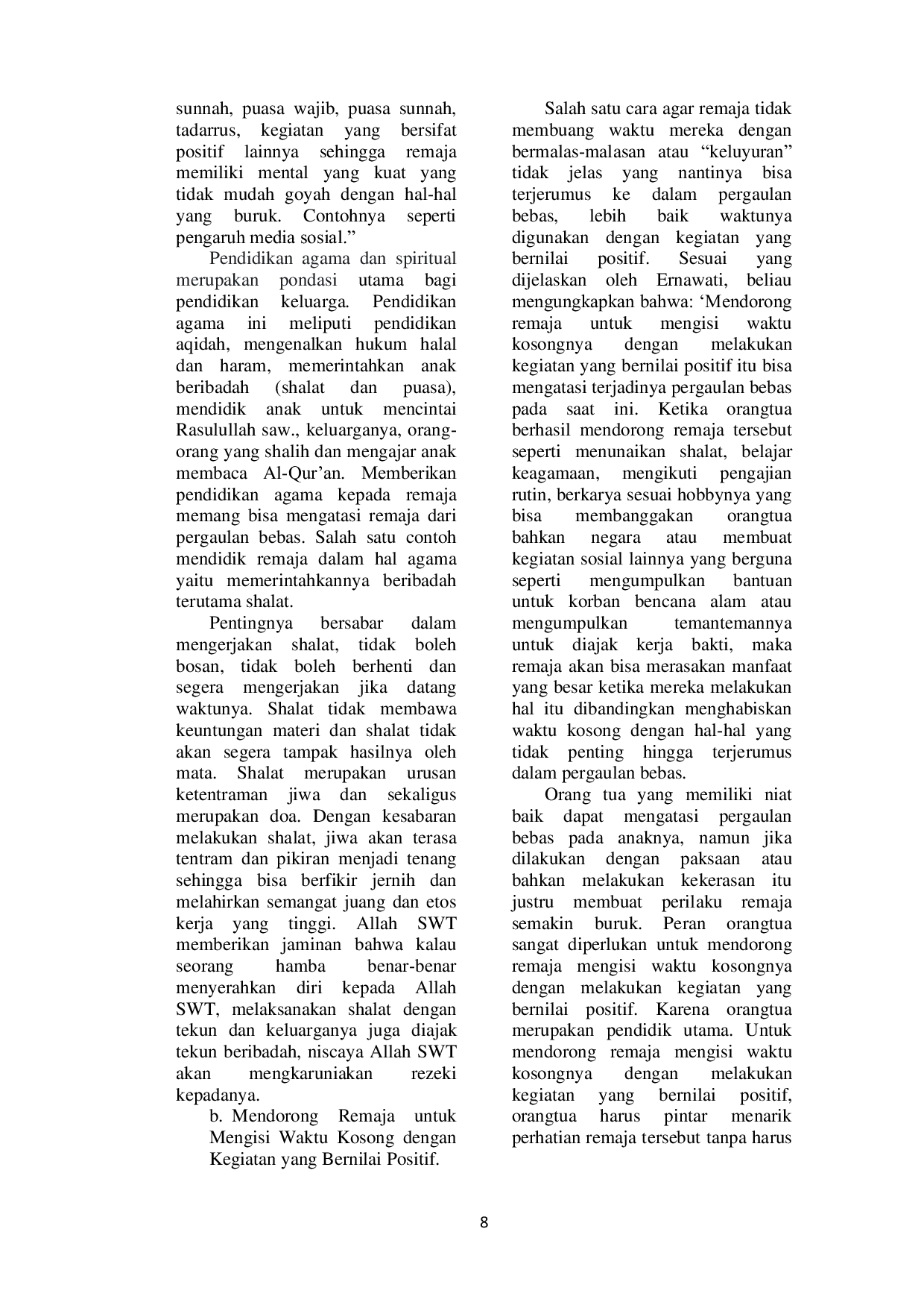 JURIS Peran Muslimat Nahdlatul Ulama Dalam Membentengi Remaja Dari Pergaulan Bebas Di Desa Bina Karya