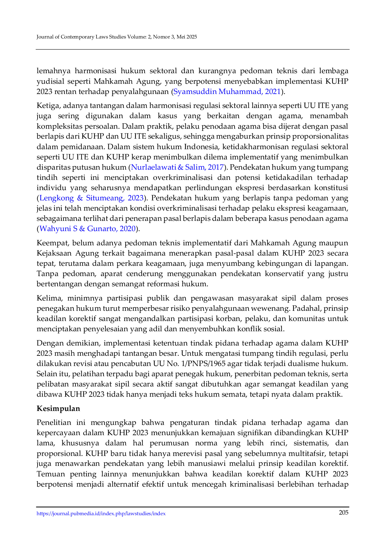 JURIS Tinjauan Hukum tentang Tindak Pidana terhadap Agama dan Kepercayaan Menurut KUHP 2023 dengan Pendekatan Keadilan Korektif