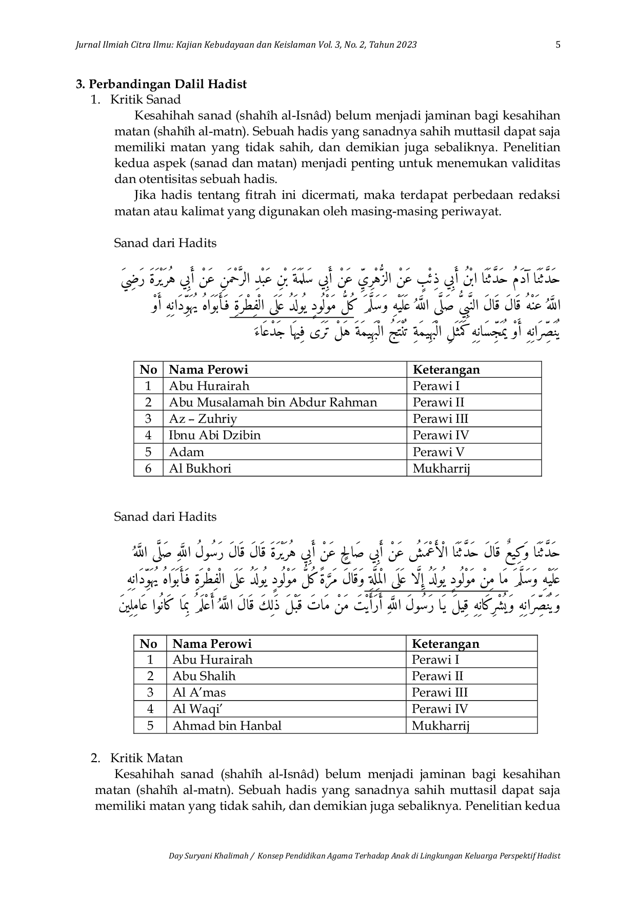 JURIS Konsep Pendidikan Agama Terhadap Anak di Lingkungan Keluarga Perspektif Hadist