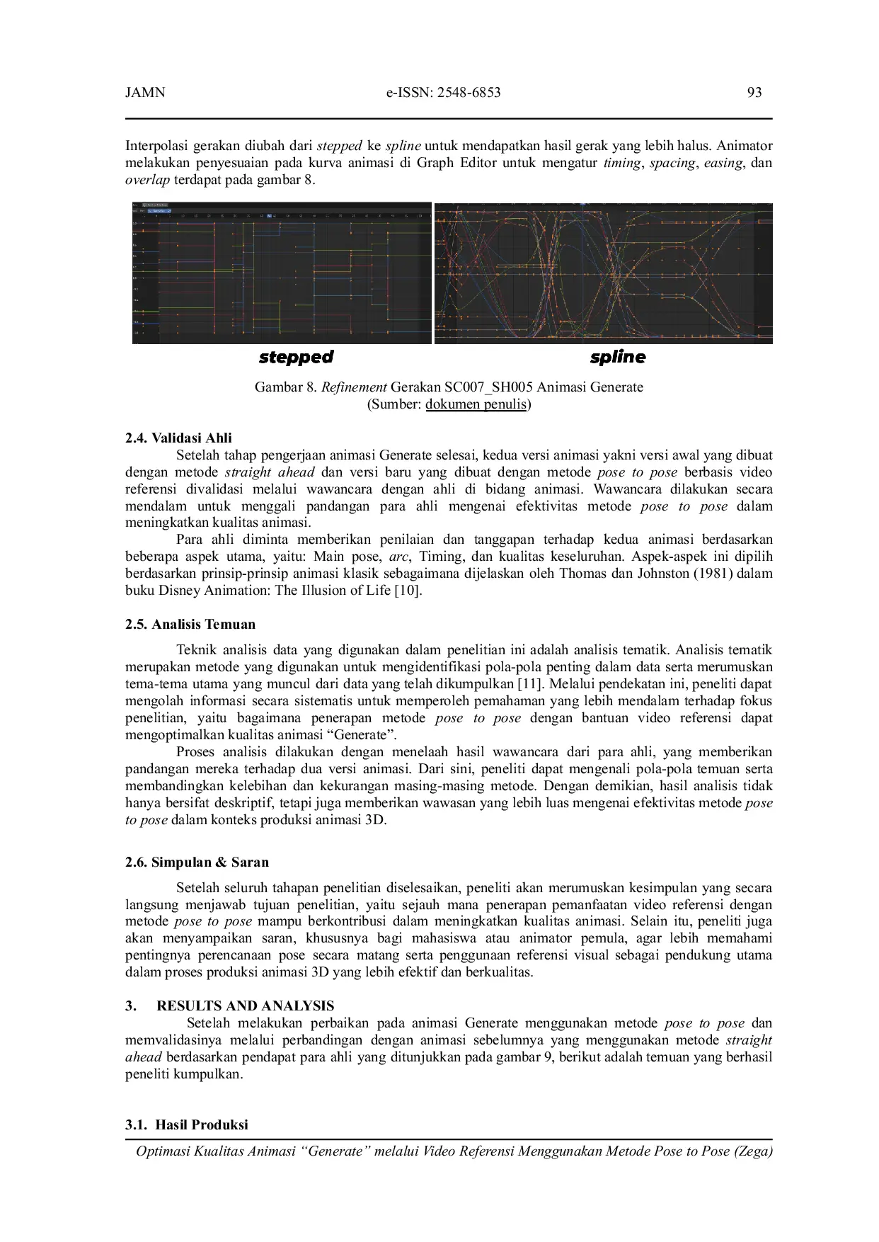 JURIS Optimasi Kualitas Animasi Generate melalui Video Referensi Menggunakan Metode Pose to Pose