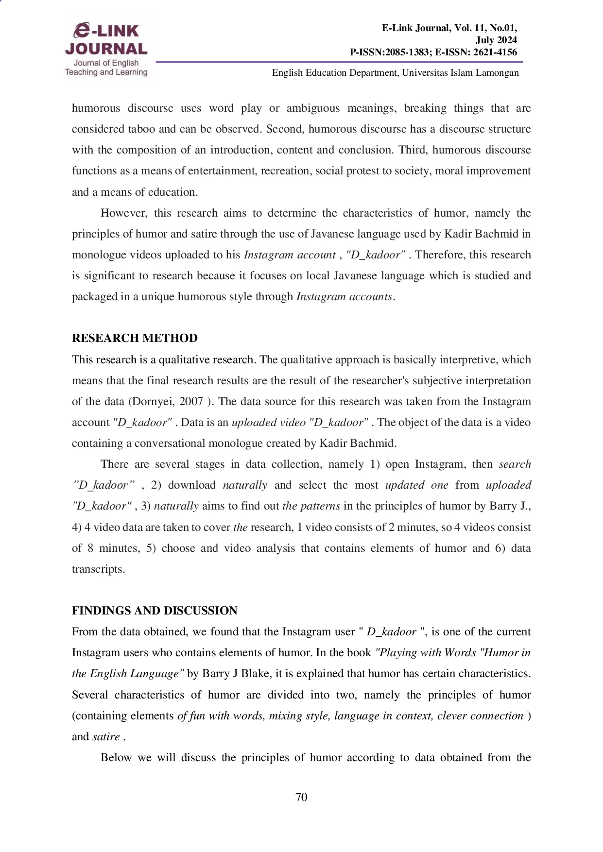 JURIS Study Of Humor In The Use Of Javanese Language On The Instagram Account D Kadoor