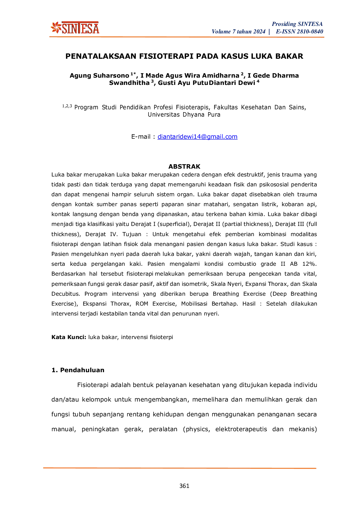 JURIS Penatalaksanaan Fisioterapi pada Kasus Luka Bakar