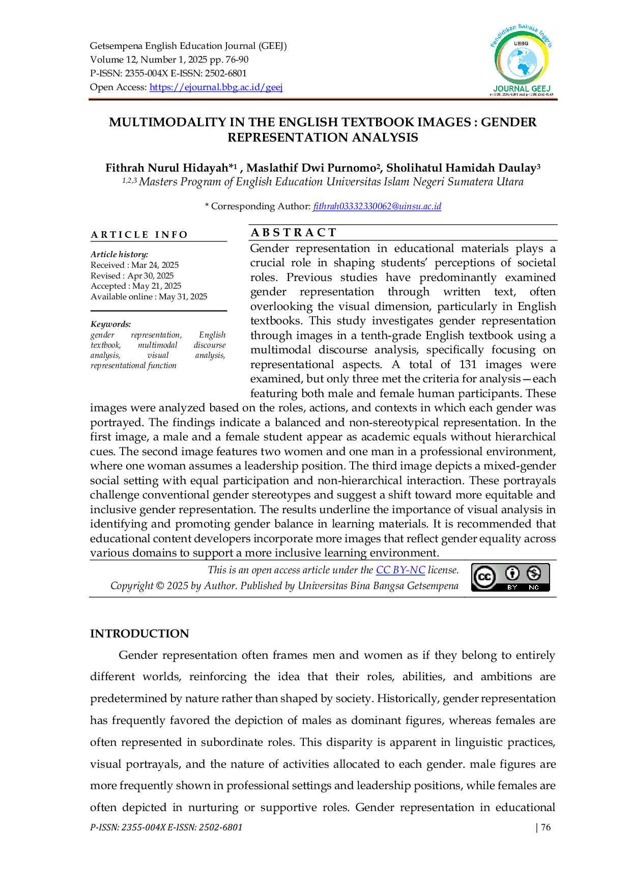 JURIS Multimodality in the English Textbook Images Gender Representation Analysis