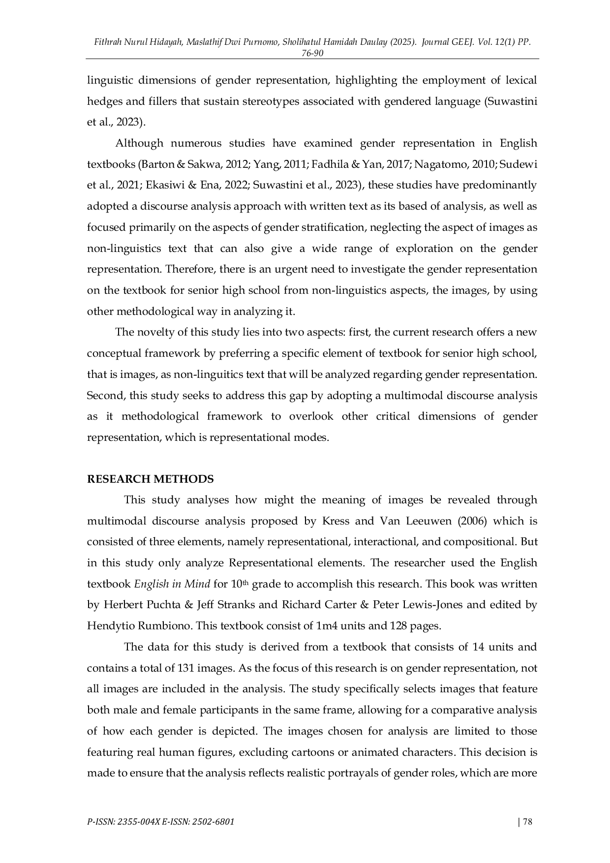 JURIS Multimodality in the English Textbook Images Gender Representation Analysis