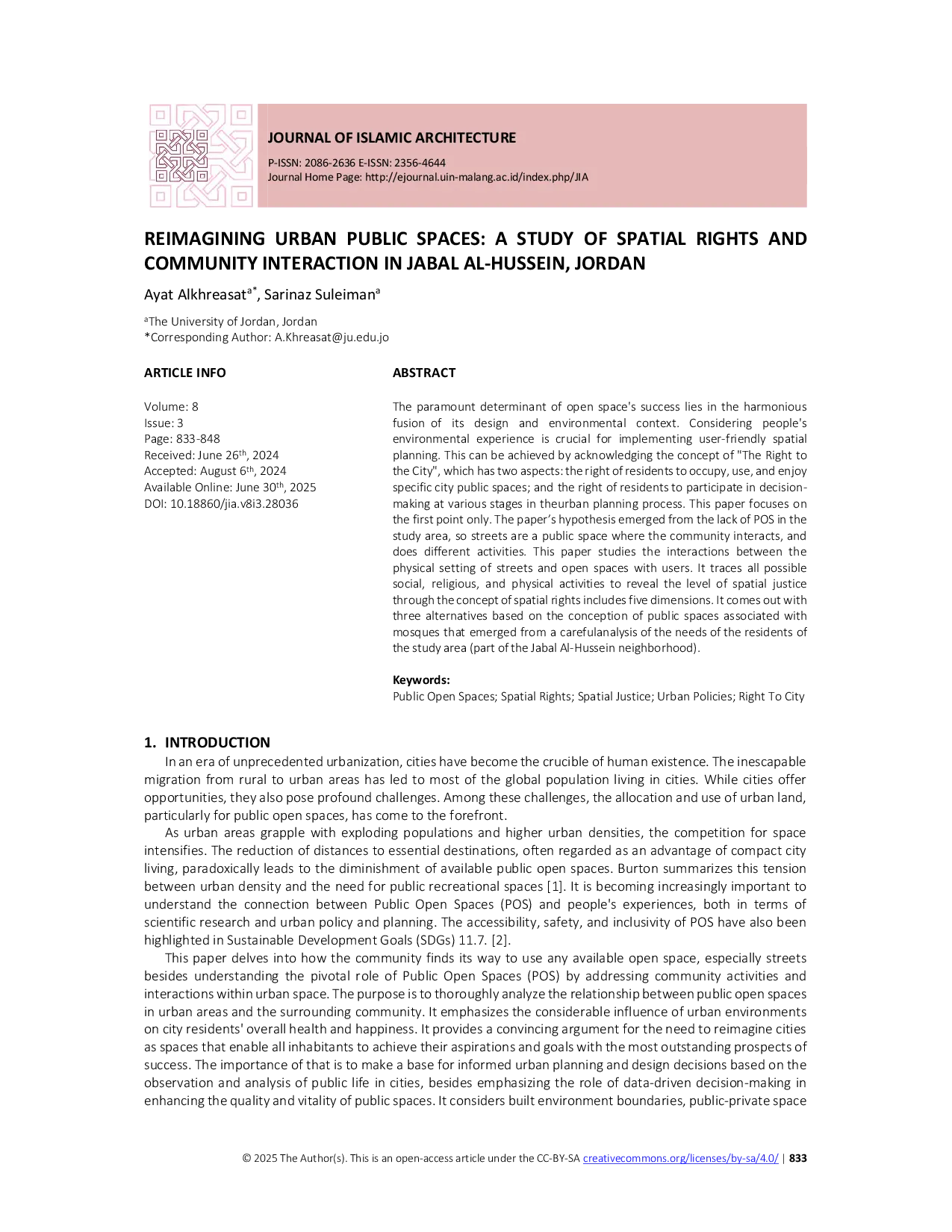 JURIS Reimagining Urban Public Spaces A Study of Spatial Rights and Community Interaction in Jabal Al Hussein Jordan