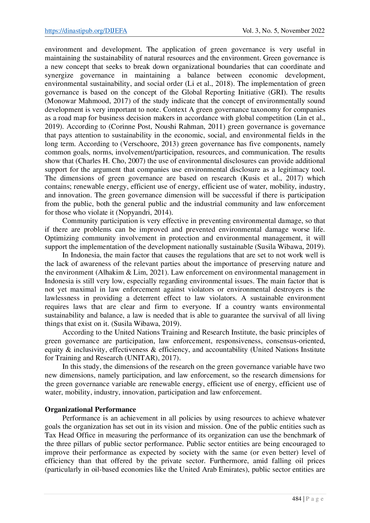 juris The Effect of Green Governance on Organizational Performance Moderated by Tax Administration Reform