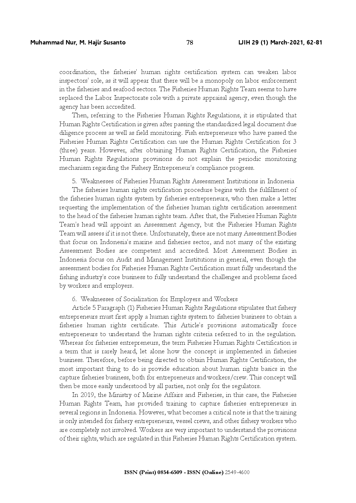 juris Certification of fisheries human rights and its impact to protecting the rights of fishing vessel crew