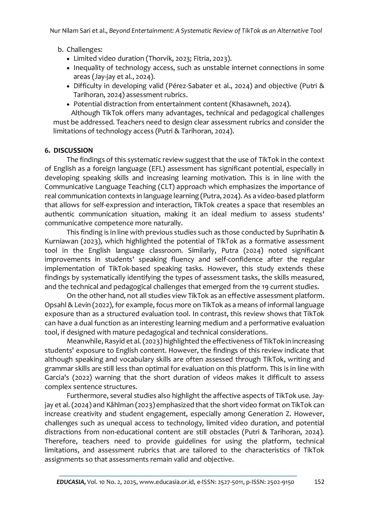 JURIS Beyond Entertainment A Systematic Review of TikTok as an Alternative Tool for Language Assessment for EFL Students