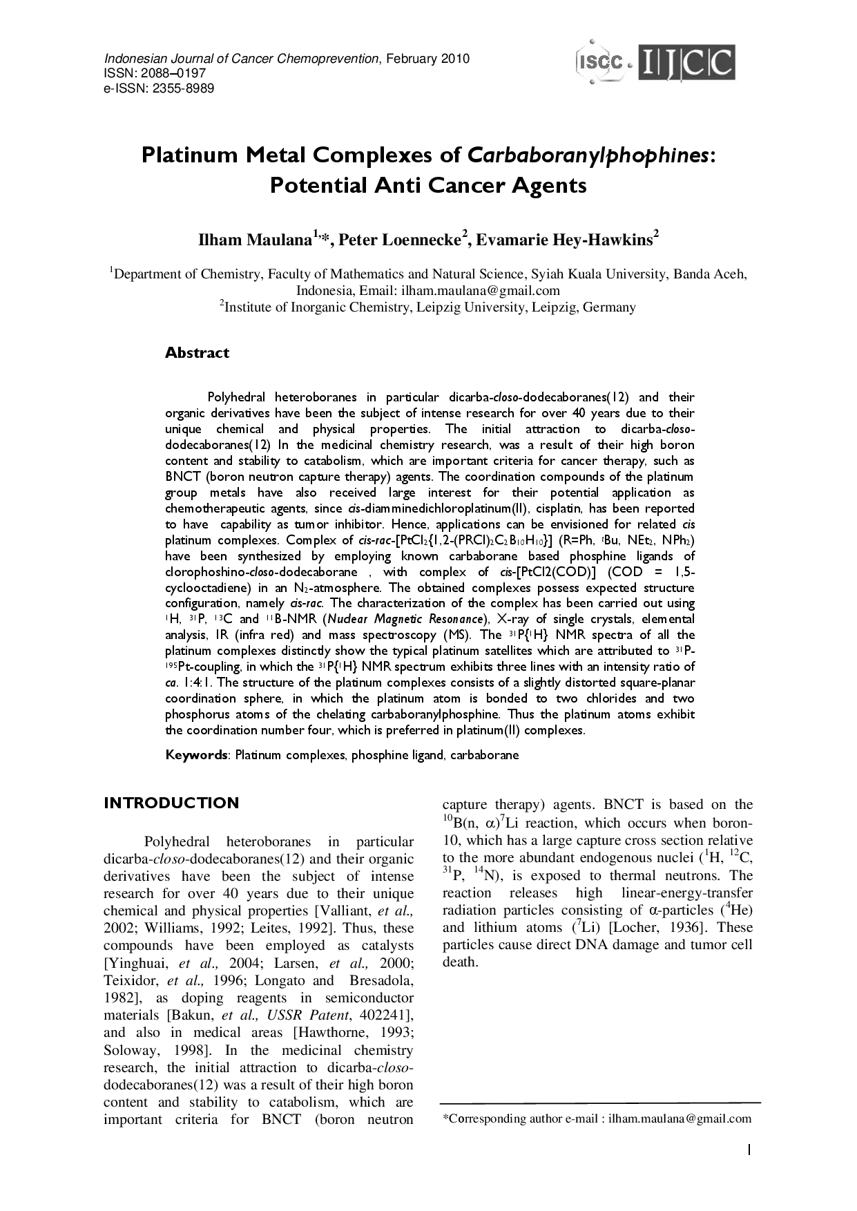 juris Platinum Metal Complexes of Carbaboranylphophines Potential Anti Cancer Agents